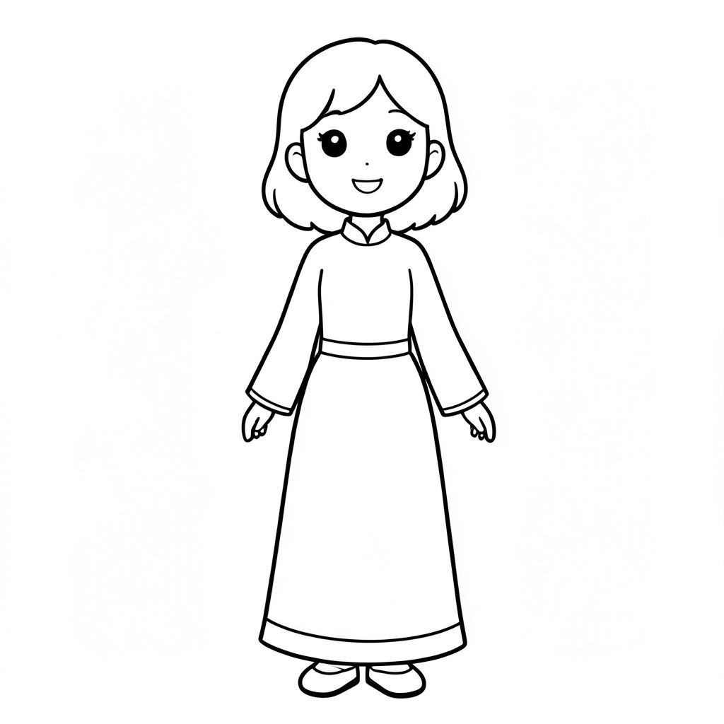 vẽ cô gái đứng mặc áo dài trắng