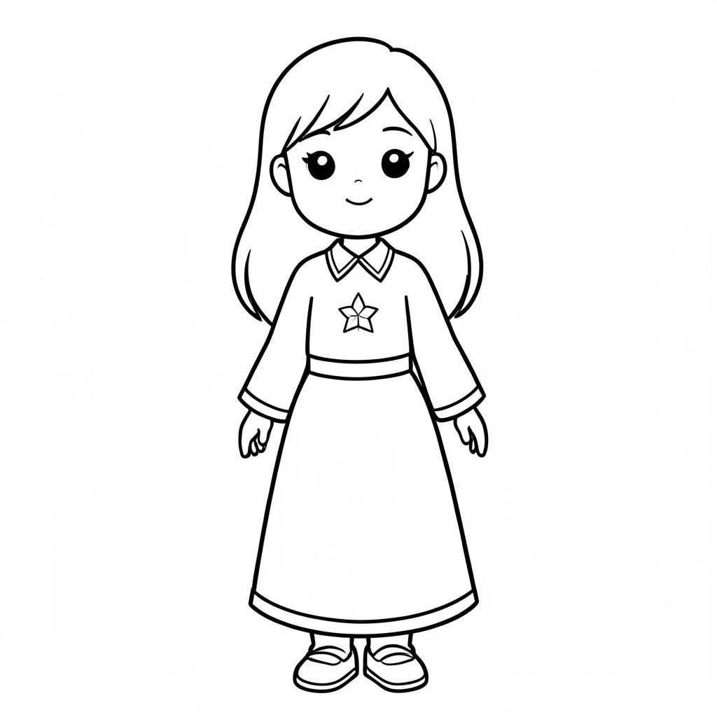 vẽ cô gái đứng mặc trang phục việt nam  tóc dài