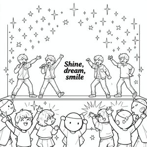 Đặt bảy ca sĩ của BTS trên sân khấu hát và nhảy lấp lánh với rất nhiều ngôi sao và lấp lánh xung quanh họ, và ở phía trước sân khấu cũng khiến người hâm mộ với những quả bom quân đội tỏa sáng. Ở giữa đặt cụm từ "Tỏa sáng, mơ, mỉm cười"