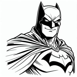 A black and white drawing of batman