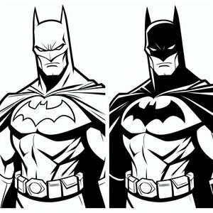 Two batman silhouettes, one black and one white