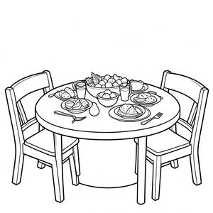 Bàn ăn với thức ăn trên đó