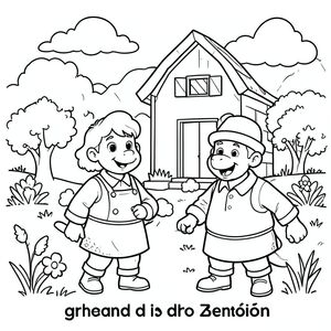 tạo một trang tô màu đen trắng về trang trại của Zenón Tôi muốn nhân vật là Bartolito và Zenón làm ơn