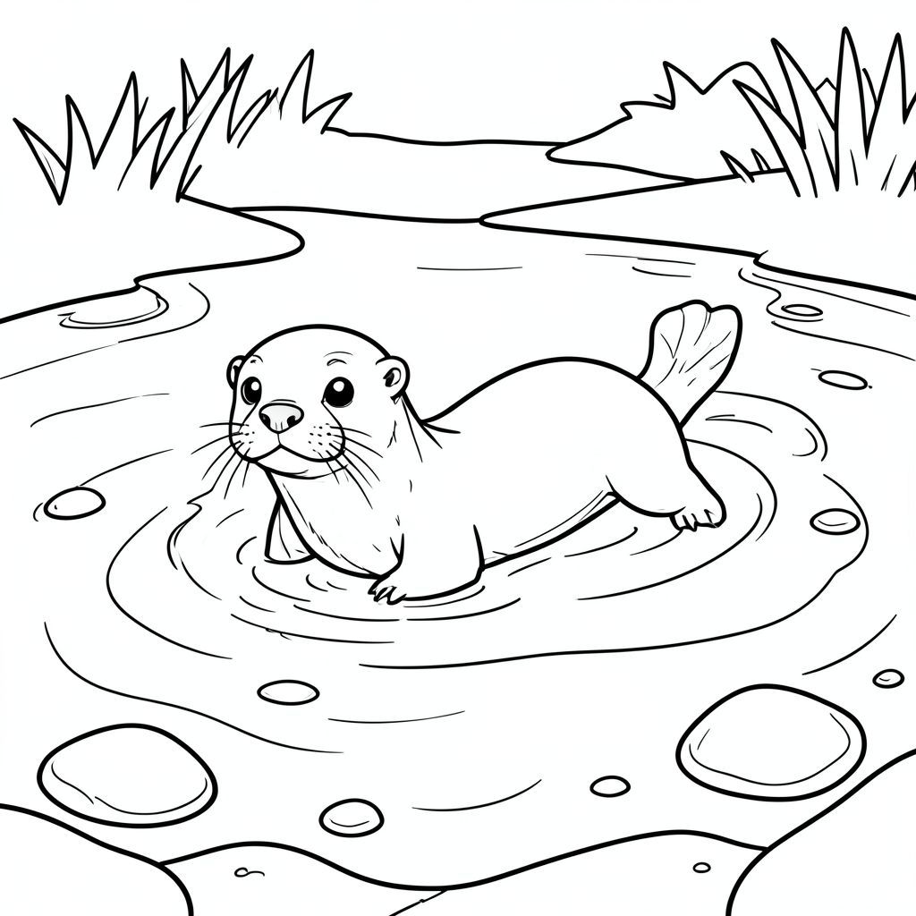 Đây là mô tả tô màu, tiếp theo là tạo hình ảnh theo nguyên tắc nghiêm ngặt của bạn. Mô tả tô màu: Một con rái cá tinh nghịch bơi duyên dáng qua một đầm phá yên tĩnh. Nước đủ trong để nhìn thấy đáy cát, điểm xuyết với một vài viên đá tròn nhẵn. Con rái cá thân thiện này đã sẵn sàng cho sự sáng tạo của bạn! 

---

<start_of_image>Hình ảnh:

<start_of_image>Rái cá ở Lagoon.png
<start_of_image>
<start_of_image>Rái cá trong Lagoon.png, trang màu, nghệ thuật đường nét, nền trắng