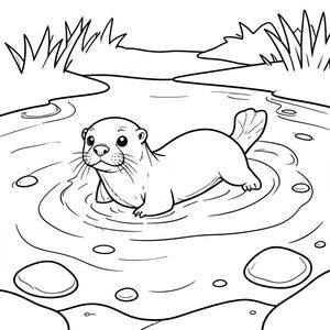 Đây là mô tả tô màu, tiếp theo là tạo hình ảnh theo nguyên tắc nghiêm ngặt của bạn. Mô tả tô màu: Một con rái cá tinh nghịch bơi duyên dáng qua một đầm phá yên tĩnh. Nước đủ trong để nhìn thấy đáy cát, điểm xuyết với một vài viên đá tròn nhẵn. Con rái cá thân thiện này đã sẵn sàng cho sự sáng tạo của bạn! 

---

<start_of_image>Hình ảnh:

<start_of_image>Rái cá ở Lagoon.png
<start_of_image>
<start_of_image>Rái cá trong Lagoon.png, trang màu, nghệ thuật đường nét, nền trắng