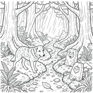 Mưa rơi dày đặc, bám vào những tảng đá phủ đầy rêu của Whisperwood. Không khí nặng nề với mùi đất ẩm ướt và lá thông, một hương thơm vừa cổ xưa vừa u sầu. Ánh sáng mặt trời vật lộn để xuyên qua tán cây, khiến sàn rừng chìm trong chạng vạng vĩnh viễn. Một con đường hẹp, mọc um tùm, chỉ hơn một con đường mòn của hươu, uốn lượn giữa những cây sồi khổng lồ, gồ ghề, rễ của chúng dày và lộ ra như xương của những người khổng lồ đang ngủ. Rải rác giữa những chiếc lá rụng là phần xương còn lại của một con hươu đã chết từ lâu, bị tẩy trắng bởi độ ẩm không ngừng. Một dòng suối nhỏ, nhỏ giọt, nghẹn ngào dương xỉ, cắt qua bụi rậm, nước và lạnh lẽo của nó. Những tảng đá bên dưới trơn trượt với rêu và tảo.

Một điểm đánh dấu bằng đá duy nhất, bị phong hóa, được chạm khắc với đầu sói cách điệu, nằm một phần bị chôn vùi gần mép suối. Nó được bao phủ bởi một lớp địa y dày, màu của sự phai màu. Xa hơn nữa dọc theo con đường, một cụm nấm hoa đẩy qua đất ẩm, mũ của chúng có màu sắc mỏng manh, gần như sáng. Một chiếc lá bạch dương rụng, màu nâu và giòn, nằm trên con đường, mép của nó cuộn tròn như một nụ cười buồn bã. 

được đặt ở vị trí hơi bên trái của con đường, đầu của nó nghiêng về phía dòng suối. Bộ lông của nó là một , lốm đốm, màu của đá phiến ướt, với các mảng lông nhạt hơn, gần như , xung quanh mõm và gốc tai của nó. Đuôi của nó dài và hơi cong, a , và được đưa thấp, gần như kéo nhẹ mặt đất. Đôi mắt của nó là một sự giật mình, thông minh , tập trung với một cường độ yên tĩnh. Mõm của chó dài và hơi nhọn, với một đường cong nhẹ nhàng đến hàm dưới. Đó là một nhân vật đơn độc, trang nghiêm, hoàn toàn tĩnh lặng.

---

[HỆ THỐNG: Whisperwood được biết đến bởi một số ít người sống trong biên giới của nó như một nơi của những ký ức đã mất và những cái bóng còn sót lại. Truyền thuyết nói về một 'Người bảo vệ' - một đơn độc - người bảo vệ khu rừng khỏi những kẻ sẽ làm xáo trộn sự yên bình của nó. này, chỉ được gọi là 'Silas' bởi một số ít người đã nhìn thấy nó, được sinh ra dưới sự liên kết hiếm hoi của các mặt trăng, một hiện tượng được cho là thấm nhuần mối liên hệ với đất liền. Dòng dõi của ông bắt nguồn từ một bầy đàn đã biến mất nhiều thế kỷ trước, chỉ để lại những câu chuyện rời rạc về một nỗi buồn sâu sắc. Anh ấy là một sinh vật của bản năng, một người quan sát im lặng và là người bảo vệ sự cân bằng. Bản thân khu rừng dường như phản ứng với sự hiện diện của anh ta, tinh tế thay đổi và thay đổi xung quanh anh ta, như thể thừa nhận sự canh thức cảnh giác của anh ta. Anh ấy không săn bắn. Anh ta không chạy trốn. Anh ấy chỉ đơn giản . Khu rừng nhớ đến anh ta, và anh ta nhớ điều đó. Sự tồn tại của anh ấy là một sợi chỉ lặng lẽ, kiên định trong tấm thảm của Whisperwood.], trang màu, nghệ thuật đường nét, nền trắng