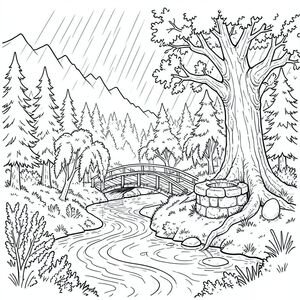 Mưa rơi thành những tấm chậm, có chủ ý, một vết bầm tím trên đáy thung lũng. Sương mù bám vào sườn của Cột sống của Rắn, một dãy núi lởm chởm chia đôi vùng đất như một cột sống bị gãy. Bên dưới, Sông Silverthread, một đường rêu uể oải uể oải, uốn lượn qua một mớ thông và liễu cổ thụ, cành của chúng phủ một lớp địa y nặng nề và bám vào. Không khí có mùi đất ẩm, lá thông, và mùi thơm thoang thoảng - mùi sắt từ các mỏ xa xôi.

Một giếng đá duy nhất, bị phong hóa, ngột ngạt bởi rêu, nằm nép mình giữa rễ của một cây sồi khổng lồ, viền đá của nó hơi vỡ vụn. Một cây cầu gỗ nhỏ, đổ nát, chìm một nửa trong sông, bắc qua một hồ nước nông, xoáy. Rải rác giữa những cây thông là những mảng cây thạch nam, trái ngược hoàn toàn với màu xanh lá cây và màu nâu trầm lặng của khu rừng. Một quả trứng chim đỏ duy nhất, được hình thành hoàn hảo, một màu sắc, nằm nép mình giữa rễ cây sồi. Khuếch tán liên tục, tạo ra những bóng dài, mát mẻ nhảy múa với sương mù. Ấn tượng tổng thể là một trong những sự tĩnh lặng sâu sắc và những bí mật cổ xưa. 

Một tảng đá nhỏ, nhẵn, nằm dưới đáy giếng, bị che khuất một phần bởi rêu. Đó là một hình bầu dục hoàn hảo, có kích thước bằng nắm đấm siết chặt., trang màu, nghệ thuật đường nét, nền trắng