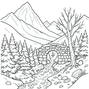 Tuyết chảy máu một vết bầm tím trên sườn của Cột sống của Rắn. Một hoàng hôn vĩnh viễn ngự trị ở đây, hậu quả của lớp băng băng, bám vào những đỉnh núi cao nhất. Đáy thung lũng, một tấm thảm màu xanh lá cây và nâu trầm lặng, được chạm khắc bởi một con sông chậm, có chủ ý - Silverstream - uốn lượn qua trung tâm của dãy núi. Nó không chảy trực tiếp; Thay vào đó, nó tập hợp thành một loạt các hồ nước nông, phủ đầy rêu, mỗi hồ phản chiếu sự mờ nhạt, giống như một hồ nước đóng băng thu nhỏ. Bản thân không khí loãng, mang theo mùi hương của cây thông và một thứ gì đó khác... một cái gì đó mờ nhạt , giống như già .

Một khu rừng thông còi cọc duy nhất chiếm phần hạ lưu của thung lũng, kim của nó tạo thành một hàng rào dày đặc, gần như không thể xuyên thủng. Bên dưới những cây thông, một bức tường đá nhỏ, đổ nát, chỉ hơn một cổng vòm bị phong hóa, đánh dấu bìa rừng. Bức tường được xây dựng bằng đá granit, nhuộm màu, gây bất ổn bởi nhiều thế kỷ mưa và địa y. Một chiếc đồng hồ mặt trời phủ đầy rêu đứng ở trung tâm của cổng vòm, gnomon của nó chỉ thẳng về phía đỉnh cực bắc. Mặt đất xung quanh bức tường rải rác với những mảnh gốm vỡ vụn, chủ yếu là và một vài viên đá nhẵn. Một con đường hẹp, mọc um tùm, chỉ rộng hơn vai của một người đàn ông, uốn lượn giữa những tán cây, biến mất trong bóng tối. Một cây bạch dương khô héo, vỏ màu trắng giòn, nghiêng một cách bấp bênh, rễ lộ ra một phần. Dòng suối, Silverstream, là một dải nước chậm chạp, bề mặt của nó chỉ thỉnh thoảng bị xáo trộn bởi những mảng băng. Các được khuếch tán, đổ bóng dài, méo mó trên phong cảnh., trang màu, nghệ thuật đường nét, nền trắng