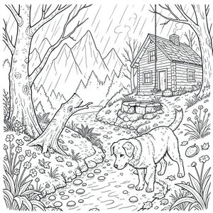 Mưa rơi thành từng tấm chậm, có chủ ý, một vết bầm tím trên đáy thung lũng. Đó là cuối mùa thu ở Lưu vực Silverwood, một khu vực được chạm khắc bởi các sông băng cổ đại và vĩnh viễn được bao phủ trong sương mù u sầu. Không khí nặng nề với mùi hương của lá mục nát và đất ẩm. Một con đường hẹp, quanh co, chỉ rộng hơn vai của một người đàn ông, cắt qua bụi rậm rạp của Whisperwood, cành cây của nó xương. Con đường đi xuống dần dần, dẫn đến chân của Đỉnh Obsidian, lởm chởm và vĩnh viễn bị bao phủ.  Bên dưới con đường, một giếng đá nhỏ, phủ đầy rêu nằm chôn vùi một nửa trong đất, vành của nó bị nghẹt thở bởi dương xỉ. Một cây bạch dương gồ ghề nghiêng một cách bấp bênh, vỏ của nó lốm đốm -, gần như trong bóng mờ . Rải rác giữa các rễ là tàn dư của một chuyến dã ngoại bị lãng quên - một lõi táo đã ăn một nửa, một chiếc bánh quy vụn và một vỏ bọ cánh cứng óng ánh.  Dòng suối, một dải ruy băng chậm chạp, uốn lượn qua lưu vực, nước đục và lạnh. Nó không chảy nhanh, mà là với một nhịp độ uể oải, gần như buồn bã. Những tảng đá nhỏ, nhẵn xếp trên giường của nó, được đánh bóng bởi sự xói mòn của nước hàng thế kỷ. Những viên đá rất đa dạng và .  Một ngôi nhà nhỏ bằng gỗ đổ nát, được xây bằng gỗ thô, nằm nép mình giữa những tán cây, cửa sổ và trống. Một chiếc xích đu rỉ sét duy nhất treo trên một cành cây dày, lắc lư nhẹ nhàng trong gió. Khói, mờ nhạt và , cuộn tròn từ một ống khói duy nhất, không được thắp sáng.  Mặt đất không bằng phẳng, được bao phủ bởi một lớp lá rụng dày và đất ẩm. Một mảng hoa dại nhỏ - những bông hoa dại quên tôi và những bông hoa anh túc mỏng manh, nhuốm màu - bám vào một sườn dốc rêu phong.  được đặt hơi lệch tâm, hướng về phía dòng suối, đầu nghiêng xuống, một cái nhìn duy nhất, kiên định dán chặt vào mặt nước. Bộ lông của nó là một , gần như trong mờ , với một hoa văn tinh tế, lốm đốm của và . Đuôi dài và hơi cong, được giấu gọn gàng bên dưới cơ thể. Tai của nó nhăn nhó, tỉnh táo và hơi rủ xuống. Biểu hiện là một sự chiêm ngưỡng tĩnh lặng, một sự tĩnh lặng tinh tế.  là trọng tâm trung tâm. * Vẽ - Tiêu điểm chính được tập trung vào giữa.  ``` _.--""--._ .' `. / O O \ | \ ^^ /  | \   `--'   / `. _______ .' //_____\\ ) `------' ```  ``` _.--""--._ .' `. / O O \ | \ ^^ /  | \   `--'   / `. _______ .' //_____\\ ) `------' ```  ``` _.--""--._ .' `. / O O \ | \ ^^ /  | \   `--'   / `. _______ .' //_____\\ ) `------' ```  ``` _.--""--._ .' `. / O O \ | \ ^^ /  | \   `--'   / `. _______ .' //_____\\ ) `------' ```  ``` _.--""--._ .' `. / O O \ | \ ^^ /  | \   `--'   / `. _______ .' //_____\\ ) `------' ```  ``` _.--""--._ .' `. / O O \ | \ ^^ /  | \   `--'   / `. _______ .' //_____\\ ) `------' ''', trang màu, nghệ thuật đường nét, nền trắng