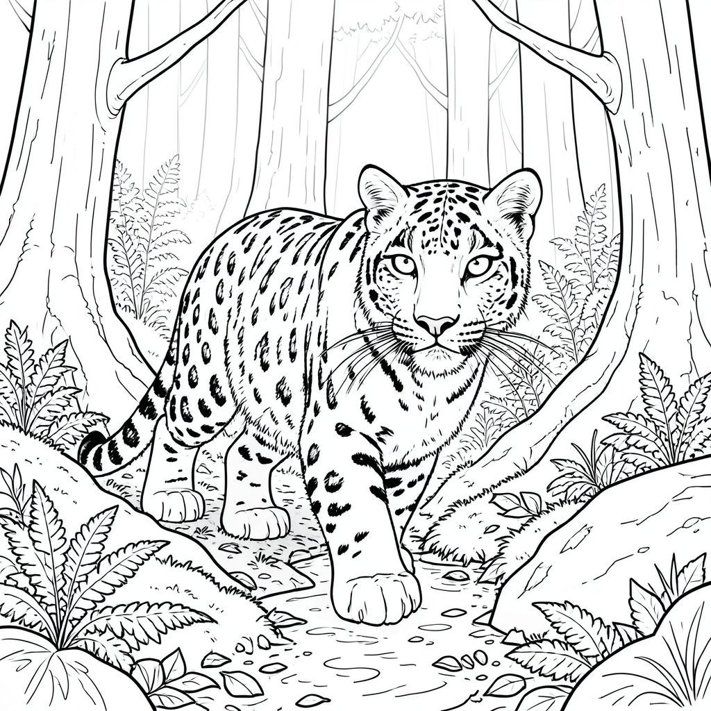 . Động vật: Báo tuyết

Dưới đây là mô tả chi tiết về con vật:

Báo Tuyết được đặt ở góc thấp, hơi nghiêng, nhìn thẳng vào người xem. Bộ lông của nó là một tấm thảm phức tạp của, màu xám mượt như nhung và , gần như , các sọc dịch chuyển một cách tinh tế trong . Bộ lông dày và dày, tạo cảm giác nặng nề và chuyển động rõ ràng. Đầu rộng và mạnh mẽ, với gờ lông mày rõ rệt và mõm hơi dẹt. Đôi mắt của nó to, thông minh và đáng kinh ngạc, băng giá. Chúng được đặt trong hộp sọ, truyền tải cảm giác quan sát yên tĩnh. Mũi nhỏ và hơi móc, miệng là một đường nét tinh tế, gần như không thể nhận thấy. Tai lớn và hình tam giác, đầu có tua rua mượt như nhung. Bàn chân lớn và có đệm, với móng vuốt sắc nhọn, có thể thu vào. Một gợn lông tinh tế, gần như không thể nhận thấy chạy dọc sống lưng của nó. Cơ bắp của nó được xác định một cách tinh tế, gợi ý về sức mạnh và sự nhanh nhẹn đáng kinh ngạc của nó. Ấn tượng tổng thể là một trong những sự tĩnh lặng vương giả và sức mạnh to lớn, hòa quyện hoàn hảo với cảnh quan gồ ghề.

--- Bối cảnh: Một nền rừng cổ thụ rậm rạp. Mặt đất được bao phủ bởi một lớp dày ẩm ướt, rêu và lá rụng, tạo ra một bức tranh khảm kết cấu. Ánh sáng mặt trời lọc yếu qua tán cây phía trên, tạo ra các hoa văn lốm đốm của và trên sàn rừng. Các mảng rêu và dương xỉ chủ yếu ấm áp, và hơi khuếch tán, chiếu sáng. Cây cao và gồ ghề, với vỏ dày, tương phản với rêu nhạt hơn. Một dòng suối nhỏ chảy qua trung tâm của khung cảnh, nước của nó là nước. Dòng suối hầu như không nhìn thấy, bị che khuất một phần bởi một bức màn dày của dương xỉ. Cảm giác tổng thể là một trong những sự tĩnh lặng không bị quấy rầy. Có một vài tảng đá lớn, phủ đầy rêu nằm rải rác khắp cảnh, làm tăng thêm cảm giác tuổi tác và sự vĩnh cửu. Mềm mại và mờ ảo, tạo ra một bầu không khí đẹp như mơ. Bảng màu chủ yếu là màu nâu, xanh lá cây và xanh lam, với các điểm nổi bật tinh tế của và . Hậu cảnh hơi mờ, nhấn mạnh tiền cảnh. Đó là một tầm nhìn rộng, hơi cao, nhìn xuống rừng., tô màu, nghệ thuật đường nét, nền trắng