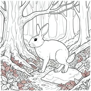 . Động vật: Một con thỏ giày tuyết duy nhất.

Đây là hình vẽ của con thỏ:

[Hình ảnh một con thỏ giày tuyết - hãy tưởng tượng một hình dạng hơi gù, thanh lịch. Thỏ hơi hướng sang trái, tai to và nhọn, mũi nhỏ, . Chân của nó dài và mảnh mai, kết thúc bằng bàn chân mỏng manh, hơi có màng. Bộ lông của nó có màu trắng kem, với một chút tinh tế ở đầu tai và mặt dưới của chân. Đôi mắt của nó to, và sâu, với một ánh sáng thông minh nhẹ. Đuôi thỏ dài và rậm rạp, hơi cong lên trên. Nó đang đứng trên một mỏm đá nhỏ, quay lưng về phía người xem. Nó mềm mại và khuếch tán, làm nổi bật kết cấu của bộ lông của nó.]

--- Bối cảnh: Hậu cảnh là một sàn rừng cổ thụ rậm rạp. Màu chủ đạo là một , rêu , chuyển sang bóng tối hơn, gần như , về phía gốc cây. Các mảng , - rêu bám vào rễ lộ ra của cây đổ. Mặt đất được bao phủ bởi một lớp lá rụng dày - sự pha trộn của màu nâu đỏ, vàng và đỏ trầm. Một cây sồi cổ thụ duy nhất, gồ ghề, chiếm ưu thế ở phía bên trái của khung hình, thân cây dày và có kết cấu có vết nứt. Các cành có xương và vươn lên trên, gần giống như cánh tay. Một dòng suối nhỏ, nhỏ giọt uốn lượn qua trung tâm của hình ảnh, nước của nó có màu bạc-. Nguồn gốc đến từ một vị trí góc cao, hơi bị che khuất, tạo ra những bóng dài, mềm mại trên nền rừng. Ấn tượng tổng thể là một trong những sự yên tĩnh, vượt thời gian và cảm giác phát triển không bị xáo trộn., trang màu, nghệ thuật đường nét, nền trắng