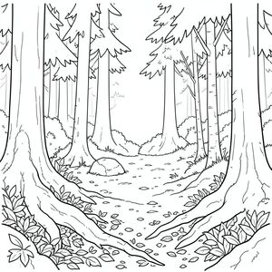 .  Đây là phần đầu tiên của hình ảnh: --- Nền: Nền là một sàn rừng cổ xưa, rậm rạp, tắm trong sự im lặng, vào cuối buổi chiều. Màu chủ đạo là màu , gần như bầm tím, chuyển sang màu sẫm hơn, rêu phong gần gốc cây. Các mảng đất ẩm ướt nằm rải rác khắp cảnh, tạo ra một bề mặt có kết cấu. Một hệ thống rễ duy nhất, gồ ghề, dày và , uốn lượn ở phần dưới của hình ảnh, bị che khuất một phần bởi một lớp lá rụng dày. Nguồn đến từ bên trái, tạo ra một màu dài, mềm mại trên tiền cảnh. Bản thân cây cối là sự kết hợp của những cây thông cao chót vót và những cây bạch dương ngắn hơn, mỏng manh hơn, tạo ra hiệu ứng nhiều lớp. Có một làn sương mù nhẹ trong không khí, làm mềm các rìa rừng và làm tăng thêm cảm giác sâu sắc. Một vài mảng ánh sáng mặt trời nhỏ xuyên qua tán cây, chiếu sáng một tảng đá nhỏ, phủ đầy rêu nép mình giữa những rễ. Ấn tượng tổng thể là một không gian rừng hẻo lánh, hơi u sầu. Trọng tâm là sự tương tác của và, tạo cảm giác tĩnh lặng và tuổi tác. Có một ấn tượng tinh tế về một làn gió nhẹ di chuyển qua những tán cây.  --- Kết thúc hình ảnh ban đầu Bạn có muốn tôi tiếp tục với nền hay bạn muốn tôi tập trung vào việc tinh chỉnh hình minh họa hơn nữa?, tô màu, nghệ thuật đường nét, nền trắng