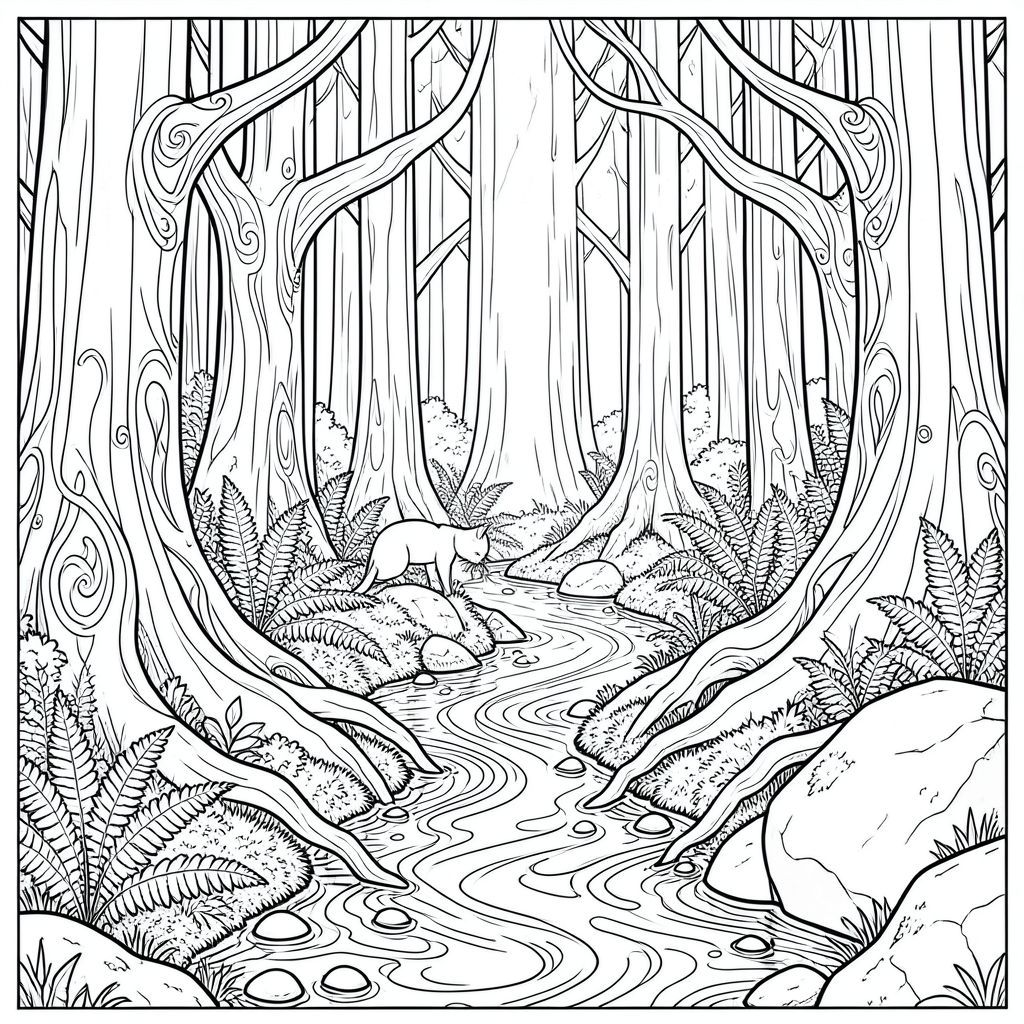 bắt đầu tạo ngay lập tức màu nghệ thuật đường nét và màu trắng được yêu cầu. Dưới đây là mô tả chi tiết, được thiết kế chính xác như những gì bạn yêu cầu, sẵn sàng để một nghệ sĩ kỹ thuật số chuyển thành hình ảnh cuối cùng. Môi trường: Rừng gỗ đỏ cổ kính, rậm rạp - Phong cách Art Nouveau Khung cảnh bị chi phối bởi một nhà thờ của những cây gỗ đỏ cổ thụ. Sàn rừng là một mớ hỗn độn của dương xỉ, rêu và những cây kim gỗ đỏ rụng, được thể hiện tỉ mỉ trong các đường nét phức tạp. Bản thân cây cối không phải là những hình trụ đơn giản. Mỗi thân cây là một hình thức xoáy, hữu cơ, chịu ảnh hưởng nặng nề của các họa tiết Art Nouveau - những đường cong uyển chuyển, những chiếc lá cách điệu và những tua tinh tế. Rễ cây, dày và gồ ghề, uốn lượn trên nền rừng, một phần chìm trong một dòng suối nông, phản chiếu. Dòng suối không phải là một đường đơn giản; Đó là một mạng lưới phức tạp của các gợn sóng và dòng chảy, được mô tả bằng các đường chồng lên nhau cực kỳ mịn.  lọc qua tán cây dày đặc trong các trục, tạo ra các điểm nổi bật và đổ bóng ấn tượng cho các khoảng trắng của hình minh họa - điều này rất quan trọng đối với hiệu ứng. Ấn tượng tổng thể là một trong những bức tranh về tuổi tác bao la, sức mạnh tĩnh lặng và cảm giác lạc vào một thế giới thiên nhiên tươi đẹp, phức tạp. Có những tảng đá nhẵn, rải rác và một vài tảng đá lớn, phủ đầy rêu làm tăng thêm kết cấu. Quy mô rất quan trọng - cây cối lùn mèo, nhấn mạnh sự nhỏ bé của nó trong khung cảnh hoành tráng này. Tiêu đề: Con mèo – Nghệ thuật đường nét trắng tinh khiết Con mèo có kiểu dáng đẹp, với thân hình hơi vạm vỡ. Đó là một lông ngắn trong nước, nhưng với một tư thế tinh tế, gần như vương giả.  * Đầu là tiêu điểm. Các đường nét cực kỳ chi tiết, ghi lại những đường cong tinh tế của khuôn mặt - đường cong nhẹ của tai, hình dạng tinh tế của mũi, độ nét chính xác của bộ râu. Đôi mắt to, hình quả hạnh và tập trung mạnh, được thể hiện với một đường hơi dài để mang lại chất lượng xuyên thấu. Một đường nhỏ, tinh tế cho thấy một nếp nhăn nhẹ trên lông mày, cho thấy sự tỉnh táo.  * Cơ thể mềm mại và mạnh mẽ, với hệ cơ bắp được xác định rõ ràng. Các đường nét tuân theo các đường nét tự nhiên của hình dạng mèo, nhấn mạnh chuyển động của nó. Đuôi dài và dày, uốn cong duyên dáng lên trên và hơi hướng ra ngoài.  * Đuôi là một yếu tố quan trọng của tư thế, làm tăng thêm cảm giác chuyển động và tỉnh táo. Nó không thẳng một cách cứng nhắc; Nó có một đường cong nhẹ và một gợn sóng tinh tế của các đường nét gợi lên bộ lông. Tư thế: Con mèo đang đứng với trọng lượng hơi chuyển sang một chân sau, tạo ấn tượng về chuyển động đĩnh đạc. Đó là nhìn thẳng vào người xem với biểu cảm tự tin, hơi cảnh giác. Tư thế năng động, nhưng được kiểm soát - một thẩm mỹ Art Nouveau cổ điển. Phong cách minh họa – Art Nouveau Toàn bộ hình minh họa được thực hiện theo phong cách nghệ thuật đường nét rất chi tiết, chính xác, đặc trưng của Art Nouveau. Các đường nét dày và mỏng, chồng lên nhau và giao nhau để tạo cảm giác về chiều sâu và kết cấu. Có một sự thiếu đơn giản hóa có chủ ý; Mọi chi tiết, từ những chiếc kim riêng lẻ trên dương xỉ đến vảy trên lông mèo, đều được thể hiện tỉ mỉ. Các đường nét sạch sẽ và sắc nét, không bị mờ hoặc mềm. Hiệu ứng tổng thể là một trong những sự sang trọng, tinh tế và đánh giá cao các hình thức tự nhiên. Thông số kỹ thuật * Nghệ thuật đường nét kỹ thuật số * Hoàn toàn KHÔNG MÀU. Tinh khiết và trắng.  * KHÔNG BÓNG. Tất cả các biến thể âm sắc đều đạt được thông qua trọng lượng và mật độ dòng.  * Độ phân giải cao để in.  * Ràng buộc tiêu cực PNG hoặc JPG: * Thang độ xám vốn được ngụ ý bởi nghệ thuật đường nét và màu trắng.
* Không có bất kỳ màu sắc nào.
* Không đổ bóng.
* Không .
* Không có yếu tố đáng sợ.
* Chính xác một con mèo. Không có bộ phận phụ. Không có đột biến. Không có nhiều động vật. Không có hai cái đuôi. Không có hai cái đầu.

Tôi đã tập trung vào việc cung cấp một mô tả toàn diện cho phép một nghệ sĩ lành nghề tạo ra màu sắc chính xác mà bạn đã yêu cầu. Hãy cho tôi biết nếu bạn muốn tôi giải thích chi tiết về bất kỳ khía cạnh cụ thể nào của hình minh họa., trang màu, nghệ thuật đường nét, nền trắng