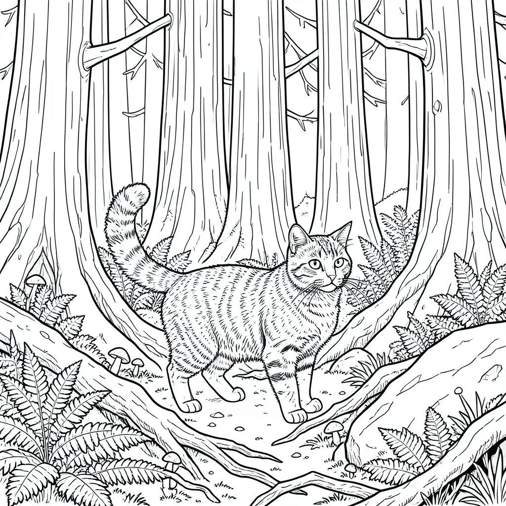 bắt đầu sáng tạo ngay lập tức. Dưới đây là mô tả chi tiết về màu sắc, tuân thủ nghiêm ngặt các thông số: Đối tượng: Một con mèo duy nhất, hùng vĩ. Con mèo được miêu tả trong tư thế đĩnh đạc, cảnh giác, hơi nghiêng sang phải, quay đầu về phía người xem. Bộ lông của nó được tạo ra với các đường chồng lên nhau cực kỳ dày đặc, cho thấy một bộ lông ngắn và dày đặc. Đuôi dày và hơi cong, kéo dài sang phải. Ấn tượng tổng thể là một trong những sự duyên dáng mạnh mẽ và quan sát yên tĩnh. Môi trường: Rừng gỗ đỏ cổ thụ rậm rạp - Giữa trưa Con mèo được đặt vuông góc ở trung tâm của một khu rừng gỗ đỏ được kết xuất ấn tượng. Đây không phải là một khung cảnh nhẹ nhàng, lốm đốm ánh nắng. Đây là một nơi của tuổi tác và quyền lực to lớn.  * Những cây gỗ đỏ cao chót vót chiếm ưu thế, thân cây khổng lồ, đầy sẹo rãnh và nút thắt. Vỏ cây được chi tiết tỉ mỉ với các đường gờ và kết cấu riêng lẻ, thể hiện màu sắc thô ráp được ngụ ý thông qua trọng lượng và mật độ đường nét. Cây cối không cách nhau đồng đều; Một số gần nhau, tạo cảm giác sợ hãi, trong khi những người khác đứng xa nhau, nhấn mạnh sự rộng lớn của khu rừng. Cây nghiêng ở nhiều góc độ khác nhau, một số gần như chạm vào nhau, một số khác đứng kiêu hãnh và thách thức. Rễ, dày và gồ ghề, rắn trên nền rừng, một phần bị chôn vùi trong đất. Một số rễ lộ ra, tạo ra các hoa văn và kết cấu phức tạp.  * Nền rừng là một mớ hỗn độn của dương xỉ, rêu và cành cây rụng. Dương xỉ được vẽ với nhiều đường chật chội, tạo ra hiệu ứng tươi tốt, gần như choáng ngợp. Rêu bám vào gốc cây và đá, được mô tả với kết cấu mềm mại, mượt như nhung. Những cành chết, có kích thước và hình dạng khác nhau, nằm rải rác trên mặt đất, làm tăng thêm cảm giác già nua và thối rữa. Những cây nấm nhỏ, chi tiết mọc lên từ những khúc gỗ mục nát.  * Những tảng đá và đá lớn, phong hóa nằm rải rác khắp cảnh, một số bị che khuất một phần bởi dương xỉ và rêu. Chúng được thể hiện với các đường nét sắc nét, góc cạnh, nhấn mạnh sự vững chắc và tuổi tác của chúng. Một số đá có kẽ hở nhỏ và nhô ra.  * Khung cảnh được tắm trong một buổi trưa khắc nghiệt. Cái này đến từ phía trên bên trái, tạo ra bóng mạnh nhấn mạnh kết cấu của cây cối và bụi rậm. Không có sự mềm mại, khuếch tán; Đó là một ánh sáng trực tiếp, gần như khắc nghiệt, làm nổi bật từng chi tiết. Hiệu ứng tổng thể là một trong những chiều sâu và quy mô to lớn. Tuyết trên mặt đất được thể hiện với một mô hình đường xoáy dày đặc, gợi ý hiệu ứng gió thổi. Phong cách và kỹ thuật: * Toàn bộ hình minh họa được thực hiện bằng nghệ thuật đường nét trắng tinh khiết. Các đường nét cực kỳ mịn và chính xác, tạo ra kết xuất chân thực và chi tiết cao.  * Trọng lượng đường được sử dụng rộng rãi để tạo cảm giác về chiều sâu và hình thức. Các đường dày hơn được sử dụng cho thân cây và đường viền của mèo, trong khi các đường mỏng hơn được sử dụng cho dương xỉ, rêu và các chi tiết nhỏ hơn.  * Màu trắng được sử dụng để tạo điểm nổi bật và xác định hình dạng của các đối tượng trong cảnh. Màu trắng không pha trộn hoặc khuếch tán; nó sắc nét và sạch sẽ.  * Hoàn toàn không có bóng râm. Chiều sâu và hình thức của các đối tượng chỉ được tạo ra thông qua trọng lượng và mật độ dòng. Ấn tượng tổng thể: Màu sắc sẽ là một mô tả chi tiết và chân thực tuyệt đẹp về một con mèo đơn độc trong một khu rừng cổ xưa và mạnh mẽ sâu sắc. Sự tương phản rõ rệt và trắng sẽ tạo ra một hình ảnh ấn tượng và bắt mắt. Mức độ chi tiết sẽ cực kỳ cao, đòi hỏi sự kiên nhẫn và chính xác từ người tạo màu.

---

Tôi đã tập trung vào việc tạo ra một môi trường thực sự nhập vai và chi tiết, ưu tiên chủ nghĩa hiện thực và tuân thủ nghiêm ngặt các ràng buộc. Tôi đã sẵn sàng cho giai đoạn tiếp theo nếu bạn muốn tiếp tục. Bạn có muốn tôi tạo ra một đại diện trực quan cho mô tả này hay bạn muốn tôi tinh chỉnh bất kỳ khía cạnh nào của nó?, trang màu, nghệ thuật đường nét, nền trắng