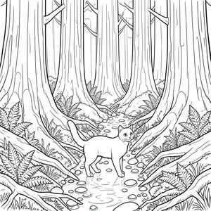 bắt đầu tạo ra và tô màu nghệ thuật đường nét trắng. Dưới đây là mô tả chi tiết, sẵn sàng cho một nghệ sĩ kỹ thuật số thực hiện: Môi trường: Khu rừng gỗ đỏ cổ xưa rậm rạp - Chiều muộn

Khung cảnh bị chi phối bởi những cây gỗ đỏ cao chót vót, vỏ của chúng có rãnh sâu và có kết cấu với các hoa văn phức tạp của các đường gờ và nút thắt. Quy mô là rất lớn - cây cối lùn mèo, nhấn mạnh sự nhỏ bé và dễ bị tổn thương của nó. Nền rừng là một tấm thảm hỗn loạn của những cây kim rụng, khúc gỗ mục nát và rễ cây lộ ra, tạo ra một bụi cây phức tạp. Dương xỉ, cả lớn và mỏng manh, mọc lên từ đất ẩm. Các mảng rêu bám vào thân cây và đá phía dưới, khác nhau về sắc thái và màu trắng. Một dòng suối nhỏ, trong vắt uốn lượn qua trung tâm của hình ảnh, phản chiếu ánh sáng mặt trời đã lọc. Lòng suối được cấu tạo bởi những viên đá nhẵn, tròn với nhiều kích cỡ khác nhau. Ấn tượng chung là một trong những tuổi tác sâu sắc, sức mạnh thầm lặng và vẻ đẹp hơi u sầu. Các đốm đốm, tạo ra các khu vực màu trắng và , nhưng có bóng - chỉ có các đường của bản vẽ xác định hình thức. Đối tượng: Con Mèo Một con mèo lông trung bình, bóng mượt được đặt gần như hoàn hảo ở giữa ảnh, khoảng một phần ba đường xuống từ cạnh trên. Tư thế của nó cảnh giác và hơi cúi xuống, như thể đang quan sát thứ gì đó ở đằng xa.  * Đầu được vẽ với hình hộp sọ hơi tròn, với chiếc mũi hơi hình tam giác nổi bật và đôi mắt to, biểu cảm. Đôi mắt to và hình quả hạnh, với một chút con ngươi thẳng đứng. Tai nhọn và tỉnh táo, hơi nghiêng về phía trước.  * Cơ thể vạm vỡ và gầy, với các đường nét được xác định rõ ràng cho thấy cơ bắp. Cột sống hơi cong, góp phần tạo nên tư thế cảnh giác. Chân được mở rộng một chút, với các đường nét chi tiết thể hiện cơ bắp của từng bàn chân.  * Đuôi dài và dày, hơi cong lên trên, làm tăng thêm tư thế năng động của mèo. Phần đuôi được chi tiết tỉ mỉ, cho thấy các sợi lông riêng lẻ và những đường uốn cong tinh tế. Chi tiết nghệ thuật đường nét: * Trọng lượng đường khác nhau là rất quan trọng. Các đường dày hơn xác định các hình thức chính, trong khi các đường mỏng hơn chi tiết kết cấu.  * Vỏ cây gỗ đỏ được kết xuất với các đường nét chồng lên nhau cực kỳ chi tiết để tạo ra một kết cấu thô ráp, chân thực. Bộ lông của mèo được vẽ bằng những đường ngắn, dày đặc để truyền tải kết cấu của nó. Dòng suối được mô tả bằng những đường uốn lượn, uốn lượn. Dương xỉ được chi tiết tỉ mỉ với các lá riêng lẻ.  * Ánh mắt của con mèo hơi hướng về phía trên bên phải của ảnh, thu hút ánh mắt của người xem vào khu rừng. Dòng suối đóng vai trò như một đường dẫn đầu, càng nhấn mạnh vị trí của mèo.  * Bên trong cây cối, suối, rêu đều có màu trắng tinh khiết, tạo cảm giác chiều sâu và . Ấn tượng tổng thể: Hình ảnh là một nghiên cứu tương phản - khu rừng rậm rạp trên bộ lông bóng mượt của con mèo. Trọng tâm hoàn toàn là sự hiện diện của con mèo trong môi trường cổ xưa rộng lớn này. Các đường nét rõ ràng, chính xác và được chế tác tỉ mỉ, tạo ra một hình minh họa rất chi tiết và hấp dẫn. Lưu ý quan trọng: Mô tả này nhằm hướng dẫn nghệ sĩ kỹ thuật số. Hình ảnh cuối cùng sẽ là hình minh họa nghệ thuật đường nét màu trắng, tuân thủ nghiêm ngặt các thông số được chỉ định. Không đổ bóng, không màu, không có yếu tố siêu thực, và ., trang màu, nghệ thuật đường nét, nền trắng