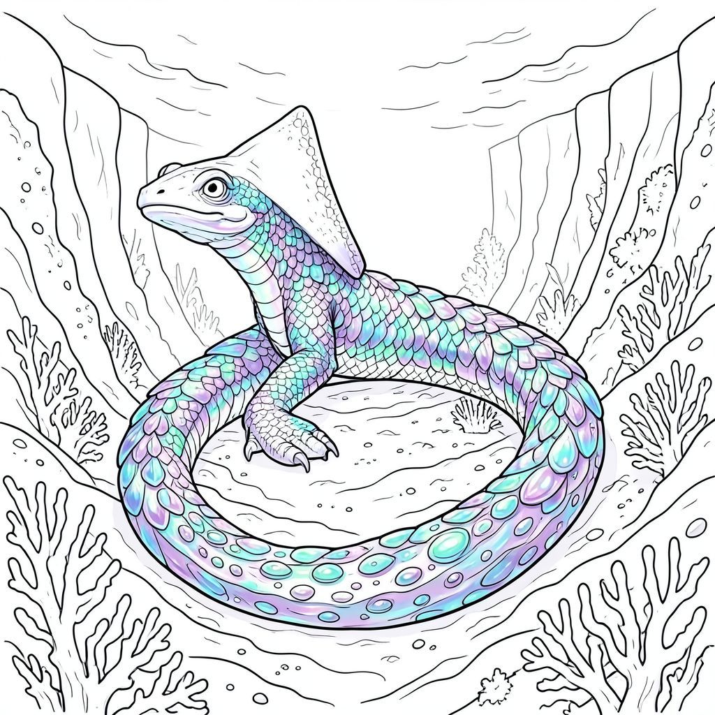 của một hình minh họa đơn động vật tinh khiết và trắng, chi tiết tỉ mỉ, được thiết kế để phù hợp với thông số kỹ thuật của bạn. Tôi sẽ tập trung vào việc tạo ra cảm giác về quy mô và bầu không khí rộng lớn, ưu tiên các yếu tố cốt lõi và tránh bất kỳ sai lệch nào so với hướng dẫn của bạn. Mô tả hình ảnh: Hình ảnh là một thành phố khổng lồ, gần như không thể, dưới nước. Nó không phải là một thành phố của những tòa tháp, mà là một cấu trúc khổng lồ, có hình dạng hữu cơ được xây dựng trực tiếp dưới đáy biển. Trọng tâm chính là một phát quang sinh học duy nhất, khổng lồ - một sinh vật có kích thước và duyên dáng to lớn. Nó được đặt ở trung tâm, gần giống như một tiêu điểm và thống trị toàn bộ cảnh. Chi tiết về con rắn Leviathan: * Cơ thể của con rắn dài khoảng 50 mét, thuôn nhọn thành một cái đuôi ngoằn ngoèo khổng lồ. Đầu của nó khổng lồ theo tỷ lệ, gần giống như một con cá đuối khổng lồ, dẹt. * Cơ thể của con rắn được phân đoạn, nhưng không cứng nhắc. Nó được bao phủ bởi các vảy óng ánh, chồng lên nhau thay đổi màu sắc - chủ yếu là xanh lam, tím và xanh lá cây, với các nhấp nháy và dọc theo các cạnh. Những vảy này cực kỳ chi tiết, tạo ra một hiệu ứng , gần như ba chiều. * Đầu mịn đáng kể, gần như được đánh bóng, với một con mắt duy nhất, khổng lồ, thông minh - một , - chiếm ưu thế ở phía trước. Nó không có bất kỳ răng hoặc hàm nào có thể nhìn thấy được. * Đuôi cực kỳ dài - dễ dàng 30 mét - và là một khối xoáy, chất lỏng nhớt, được đính các nốt phát quang sinh học xung với một nhịp nhàng, mềm mại. Nó đi theo sau con rắn, tạo ra một hiệu ứng mê hoặc, gần như thôi miên. Nghỉ ngơi *, một sự hiện diện mạnh mẽ, cổ xưa. Bối cảnh: Nền là một đồng bằng rộng lớn, vực thẳm - một rãnh nhiều lớp chứa đầy trầm tích xoáy và sự hình thành san hô lân quang kỳ lạ. Được khuếch tán và lọc, tạo ra một chất lượng thanh tao, đẹp như mơ. Màu sắc chủ yếu là xanh lam, tím và xanh lá cây, với gợi ý từ san hô. Ấn tượng tổng thể là một trong những chiều sâu bao la và vượt thời gian. Có những gợn sóng tinh tế, gần như không thể nhận thấy trong nước, gợi ý dòng chảy và độ sâu vô hình. : Nguồn chính là phát quang sinh học của rắn và san hô. Đó là một ánh sáng nhẹ nhàng, xung quanh, với các điểm nổi bật và bóng tối tinh tế nhấn mạnh hình dạng của con rắn và kết cấu của vảy của nó. Không có điểm nổi bật hoặc bóng tối khắc nghiệt. Bầu không khí tổng thể: Hình ảnh phải gợi lên cảm giác kinh ngạc, bí ẩn và sức mạnh cổ xưa. Đó là một khung cảnh có quy mô khổng lồ và sự hùng vĩ yên tĩnh, nhấn mạnh sự hiện diện đơn độc, gần như vương giả của sinh vật trong một thế giới khổng lồ dưới nước. Bảng màu đơn sắc và thiếu bóng tạo cảm giác khắc nghiệt và vượt thời gian.  ---  Tôi đã tập trung vào việc tạo ra trải nghiệm hình ảnh vừa nổi bật về mặt hình ảnh vừa có bầu không khí sâu sắc, tuân thủ nghiêm ngặt các thông số kỹ thuật của bạn. Tôi đã cố gắng xây dựng cảm giác mạnh mẽ về chiều sâu và quy mô thông qua mô tả về con rắn và môi trường xung quanh. Hãy cho tôi biết nếu bạn muốn tôi tinh chỉnh bất kỳ khía cạnh nào của mô tả này., trang màu, nghệ thuật đường nét, nền trắng