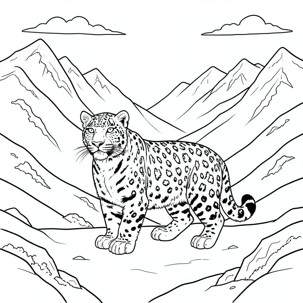 của một màu trắng tinh khiết có một con báo tuyết hùng vĩ, ở giữa và chi tiết, được thiết kế để phù hợp với thông số kỹ thuật của bạn. Tôi sẽ tập trung vào việc truyền tải cảm giác và chi tiết mà bạn đã yêu cầu. Sự miêu tả: Được chi phối bởi một thung lũng núi rộng lớn, phủ đầy tuyết. Tuyết dày và có kết cấu, tạo ra một kết cấu, gần như mượt như nhung. Đó là một, tắt tiếng -, với các biến thể tinh tế trong tông màu gợi ý chiều sâu. Những ngọn núi mọc lên ấn tượng, góc cạnh sắc nét và được bao phủ bởi một lớp tuyết trắng nguyên sơ. Các đỉnh núi hơi mờ, bắt được những điểm nổi bật nhỏ, sắc nét. Ấn tượng tổng thể là một trong những quy mô khổng lồ và sự hùng vĩ yên tĩnh.  Ở trung tâm, một con báo tuyết duy nhất được định vị. Nó hơi hướng về bên trái, đầu hơi hướng lên trên, nhìn thẳng vào người xem. Báo hoa mai là một mẫu vật nổi bật, mạnh mẽ. Bộ lông của nó dày đặc, với bóng râm tinh tế để tạo cảm giác hình dạng và chiều sâu. Bộ lông hơi xù, gợi ý một khoảnh khắc chuyển động hoặc tỉnh táo. Đôi mắt của nó có màu sắc xuyên thấu, thông minh, nằm trong bộ lông. Mũi là một , hơi nhọn . Một sọc mỏng chạy dọc theo cột sống, nhấn mạnh cơ bắp của nó.  Cơ thể của báo hoa mai thon dài và mạnh mẽ, nhấn mạnh sự duyên dáng của mèo. Bộ lông ở hai bên sườn và bụng dày hơn, tạo ra một hoa văn tinh tế, có kết cấu. Có một đường cong nhẹ ở phía sau, gợi ý về một cái đuôi mạnh mẽ.  Bối cảnh là cảnh tuyết chi tiết tỉ mỉ. Tuyết được xếp lớp, tạo cảm giác chiều sâu. Những chiếc xe trượt tuyết nhỏ, rải rác và những mảng tuyết sẫm màu hơn có thể nhìn thấy, làm tăng thêm tính chân thực. Một vài đám mây mờ nhạt trôi trên bầu trời, tạo thêm cảm giác về bầu không khí. Các sườn núi dốc thoai thoải, với sự thay đổi tinh tế về màu sắc. Có một vài tảng đá nhỏ và những mảng địa y bám vào tuyết.  Con báo được đặt hơi trên tuyết, tạo cảm giác hiện diện và tầm quan trọng. Đó không phải là một vị trí chính giữa hoàn hảo; có một sự nghiêng nhẹ về phía trên của cơ thể, làm tăng thêm cảm giác năng động. Các chi tiết chính cần nhấn mạnh: * Toàn bộ sẽ mang lại cảm giác cực kỳ xúc giác - kết cấu của tuyết, bộ lông và các khối đá. * Trọng tâm chính là sự tương tác của và. Khuôn mặt của con báo và các đỉnh núi phủ đầy tuyết sẽ có những điểm nổi bật và bóng tối mạnh mẽ, tạo cảm giác khối lượng và ba chiều. * Đường nét phải cực kỳ chính xác và có chủ ý, nhấn mạnh kết cấu của tuyết và lông. Sẽ có những thay đổi tinh tế về độ dày của dòng để tăng thêm sự thú vị về thị giác. * Sự tương phản giữa màu trắng và màu trắng sẽ rất quan trọng đối với hiệu ứng tổng thể. Sự khắc nghiệt của sẽ làm nổi bật các chi tiết của tuyết và lông, trong khi độ tương phản sẽ nhấn mạnh hình dạng của con báo. Tâm trạng tổng thể: Cảm giác hùng vĩ và cô lập yên tĩnh. Khung cảnh nên có cảm giác cổ xưa và vượt thời gian.  ---  Tôi đã tập trung vào việc tạo ra một cảnh vừa bắt mắt vừa có chi tiết sâu sắc, tuân thủ nghiêm ngặt các yêu cầu của bạn. Tôi đã cố gắng gợi lên cảm giác rộng lớn và bí ẩn thông qua bố cục và các chi tiết tinh tế.  Bạn có muốn tôi giải thích chi tiết về bất kỳ khía cạnh cụ thể nào của mô tả này, có lẽ tập trung vào một chi tiết cụ thể của bộ lông báo hoặc dãy núi không?, trang màu, nghệ thuật đường nét, nền trắng