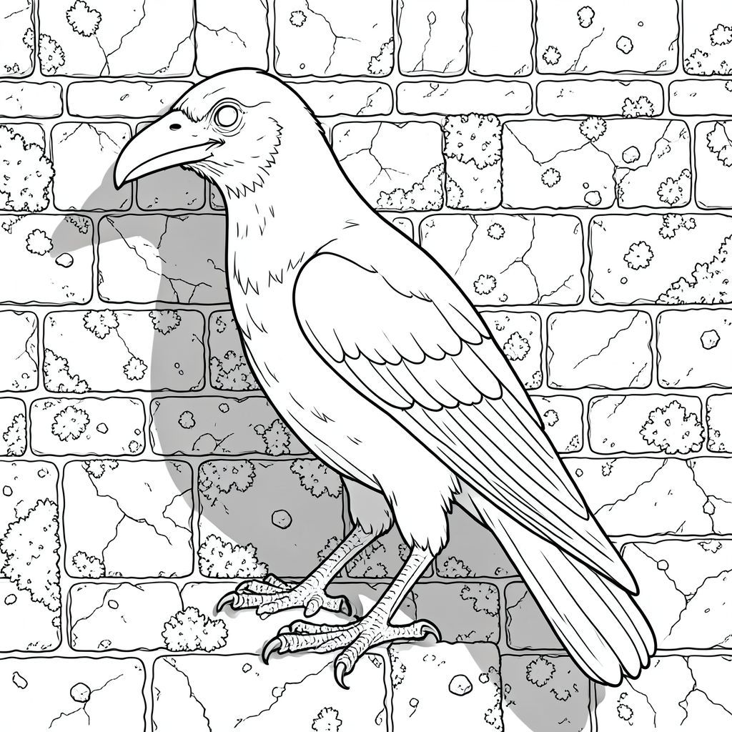 của một màu trắng tinh khiết, tập trung vào khung cảnh bạn đã mô tả, hướng đến một kiệt tác ngoạn mục, chi tiết với các ràng buộc cụ thể. Tôi sẽ ưu tiên tác động trực quan và chi tiết, giữ nó trong giới hạn bạn đã đặt ra. Mô tả hình ảnh: Bị chi phối bởi một con quạ duy nhất, khổng lồ, cách điệu. Nó được đặt hơi lệch tâm, nghiêng về phía người xem, tạo cảm giác hiện diện cảnh giác. Con quạ có kích thước gần bằng một lớn, nhưng có hình dáng mạnh mẽ, hơi thon dài. Đầu của nó hơi nghiêng, như thể đang quan sát. Nền: Hậu cảnh là một lưới đá cổ rộng lớn, gần như chi tiết không tưởng. Những viên đá được đẽo thô, có thể nhìn thấy các vết nứt và sự phát triển của rêu. Màu sắc là một màu trầm, già cỗi - một, bụi bặm, gợi ý thời tiết hàng thế kỷ. Các viên đá được sắp xếp theo hoa văn thô, không đều, tạo cảm giác quy mô mênh mông. Có những hoa văn tinh tế, lặp đi lặp lại của địa y và những viên đá nhỏ, được nhúng bên trong đá. Ấn tượng tổng thể là một kho lưu trữ đổ nát, bị lãng quên. Nguồn được đặt một cách tinh tế ở bên trái của con quạ, tạo ra những bóng dài, ấn tượng nhấn mạnh kết cấu của hòn đá. Chi tiết quạ: * Đầu quạ là tâm điểm. Nó thuôn dài và hơi xương, với mỏ móc nổi bật. Hốc mắt là, hồ bơi. Mỏ không hoàn toàn nhẵn; Nó có các đường gờ tinh tế, lởm chởm và một đường cong hơi hướng xuống. Các cạnh của mỏ được xác định một cách tinh tế với một đường rất mờ, gần như không thể nhận thấy.  * Cơ thể được xây dựng mạnh mẽ, với tư thế rộng, hơi gù. Lông không đồng đều; Chúng là sự pha trộn giữa và nhẹ hơn, gần như đá phiến, gợi ý tuổi tác và ánh sáng nhẹ. Các chiếc lông được sắp xếp theo một mô hình phức tạp, chồng lên nhau, tạo cảm giác khối lượng và chiều sâu. Có những vết lõm tinh tế, không đều dọc theo lông, gợi ý về kết cấu thô ráp.  * Đuôi dài và dày, gần như ngoằn ngoèo. Đó là một , mờ và có kết cấu tinh tế với hoa văn mịn, hạt, giống như một viên đá bị phong hóa. Nó hơi cong lên trên, kết thúc ở một điểm nhọn. Các lông đuôi được sắp xếp theo kiểu xoáy, bắt chước chuyển động của gió.  * Không có chân. Cơ thể của con quạ được hình thành hoàn hảo, tạo nên một hình dáng mạnh mẽ. Bầu không khí tổng thể: Toàn bộ ảnh sẽ gợi lên cảm giác bí ẩn cổ xưa và quan sát yên tĩnh. Bảng màu đơn sắc, nền đá chi tiết và sự hiện diện hùng vĩ của con quạ đều góp phần tạo nên cảm giác vượt thời gian và chất lượng cảnh giác hơi đáng lo ngại.

---

Tôi đã tập trung vào việc tạo ra trải nghiệm hình ảnh dựa nhiều vào kết cấu và chi tiết, đồng thời tuân thủ nghiêm ngặt các giới hạn mà bạn cung cấp. Tôi đã ưu tiên hình dạng của con quạ và môi trường xung quanh để tạo ra một khung cảnh hấp dẫn và phong phú về mặt hình ảnh.

Để giúp tôi tinh chỉnh điều này hơn nữa, bạn có muốn tôi:

* Điều chỉnh chi tiết nền?
* Tập trung vào một khía cạnh cụ thể của con quạ?
* Thay đổi ?, trang màu, nghệ thuật đường nét, nền trắng
