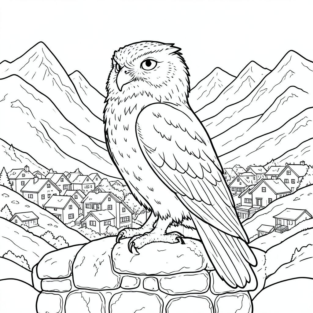 có màu trắng tinh khiết, tập trung vào các thông số được yêu cầu. Tôi sẽ ưu tiên chi tiết và bầu không khí tổng thể, ghi nhớ những ràng buộc. Mô tả hình ảnh: Hình ảnh là một cái nhìn toàn cảnh của một ngôi làng miền núi phủ đầy tuyết nép mình trong một thung lũng. Ngôi làng vô cùng chi tiết, với cảm giác về tuổi tác và lịch sử. Tuyết dày và có kết cấu, tạo ra một bề mặt nhấp nhô tinh tế. Bản thân những ngọn núi lởm chởm và hùng vĩ, được bao phủ bởi một lớp bụi trắng. Cảm giác tổng thể là một trong những vẻ đẹp yên tĩnh, vượt thời gian. Đối tượng trung tâm - Cú tuyết: Tâm điểm là một con cú tuyết duy nhất, được hình thành hoàn hảo đậu trên một bức tường đá bị phong hóa, phủ đầy rêu. Đầu của nó là yếu tố chủ đạo. Đó là một con chim khổng lồ, hùng vĩ, có kích thước gần bằng một lớn. Bộ lông của cú là một màu trắng gần như óng ánh, với những gợi ý tinh tế dọc theo các cạnh của lông. Lông không hoàn toàn mịn; Có những kết cấu tinh tế, hơi xù gợi ý tuổi tác và gió.  * Đầu cực kỳ chi tiết. Mỏ có góc nhọn, có một đường cong nhẹ. Đôi mắt to và , với một cái nhìn hiểu biết. Đôi mắt được đặt hơi xa nhau, mang lại cảm giác của sự khôn ngoan cổ xưa. Có những nếp nhăn tinh tế, gần như không thể nhận thấy, quanh mắt, làm tăng thêm tính cách.  * Cơ thể thon dài và hơi gù, tạo cho nó một tư thế trang nghiêm, hơi vương giả. Bộ lông dày đặc và nhiều lớp, tạo hiệu ứng ba chiều tinh tế. Phần bụng dưới có màu trắng kem.  * Đuôi dài và rậm rạp, màu trắng mịn như nhung. Nó hơi cong, tạo cho nó một hình dạng tự nhiên, uyển chuyển. Một sọc trắng nhỏ, gần như không thể nhận thấy chạy dọc theo gốc đuôi.  * Con cú hơi hướng sang trái, đầu hơi nghiêng, như thể đang quan sát điều gì đó. Nó không được tạo dáng cứng nhắc, nhưng có một cảm giác quyền lực thầm lặng. Bối cảnh: Hậu cảnh là một vùng núi phủ đầy tuyết rộng lớn. Tuyết được xếp lớp và kết cấu, với sự thay đổi tinh tế về màu sắc và mật độ. Một vài giọt tuyết nhỏ, xa xôi tăng thêm chiều sâu. Những ngọn núi không hoàn toàn sắc nhọn; có những đỉnh núi và thung lũng tròn tinh tế. Có một bầu không khí mờ nhạt, mờ mịt, gợi ý một ngày mát mẻ, u ám. Một vài đường lởm chởm gợi ý một con suối hoặc một con sông nhỏ, hầu như không thể nhìn thấy qua tuyết. Bảng màu: * Tinh khiết và trắng.  * Rất tinh tế, gần như không thể nhận thấy, gợi ý màu trắng cho lông cú và bức tường đá. Những ngọn núi im lặng, mát mẻ -. : Nguồn mềm mại và khuếch tán, đến từ phía trên và bên trái một chút, tạo ra các điểm sáng và bóng tối tinh tế nhấn mạnh kết cấu của tuyết và lông vũ. Không có điểm nổi bật hoặc bóng tối. Bầu không khí tổng thể: Hình ảnh gợi lên cảm giác cô đơn, tĩnh lặng và lịch sử cổ đại. Đó là một khung cảnh hùng vĩ yên tĩnh, nhấn mạnh sự hiện diện của con cú như một biểu tượng cho tinh thần bền bỉ của ngọn núi.

---

Tôi đã tập trung vào việc tạo ra một hình ảnh trực quan hấp dẫn và chi tiết thêm bất kỳ yếu tố bổ sung nào. Tôi đã ưu tiên các yếu tố cốt lõi - động vật, bối cảnh và bầu không khí tổng thể - trong khi tuân thủ nghiêm ngặt các ràng buộc. Tôi tin rằng mô tả này nắm bắt hiệu quả thẩm mỹ được yêu cầu.

Bạn có muốn tôi giải thích chi tiết về bất kỳ khía cạnh cụ thể nào của mô tả này không?, trang màu, nghệ thuật đường nét, nền trắng