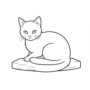 .  Mô tả: Mô tả một khung cảnh tối giản, rõ ràng. Đó là một khu vực nhỏ, hơi cao - có thể là mặt bàn hoặc một gờ đá nhỏ, phẳng. Nền là một màu rất, gần như bị trôi đi, gợi ý một bề mặt gỗ bị phong hóa. Có một kết cấu tinh tế, rất mờ nhạt - một gợi ý về hạt - để tạo cho nó cảm giác hơi xúc giác.

Ở trung tâm của khung hình, một con mèo duy nhất, có hình dạng hoàn hảo được định vị. Nó hơi hướng về bên trái, với đầu quay về phía người xem. Con mèo cuộn tròn trong tư thế nhẹ nhàng, gần như uể oải - lưng hơi cong và đuôi cuộn tròn quanh cơ thể. Bộ lông được thể hiện với một đường nét đơn giản, hơi dài, tạo cảm giác mềm mại. Đó là một , gần như - màu, với các biến thể tinh tế trong tông màu để gợi ý chiều sâu. Không có bóng râm, chỉ có những đường nét sạch sẽ, chính xác của bộ lông. 

Đôi mắt của con mèo nhỏ và nằm trong lông. Nó có một biểu hiện hơi u sầu - một chút mãn nguyện yên tĩnh. Tư thế được cố tình đơn giản, tập trung vào hình dạng của con mèo hơn là bất kỳ hành động năng động nào.

Toàn bộ bị chi phối bởi các đường màu trắng và không có yếu tố nền. Các cạnh của là một đường màu trắng rất, gần như vô hình. Ấn tượng tổng thể: Ảnh gợi lên cảm giác tĩnh lặng và quan sát yên bình. Đó là một bố cục đơn giản, gần như thiền định.

---

Tôi đã tập trung vào việc tạo ra một cảnh tối giản về mặt hình ảnh và nhấn mạnh hình dạng và tư thế của con mèo. Hãy cho tôi biết nếu bạn muốn tôi tinh chỉnh điều này thêm!, trang màu, nghệ thuật đường nét, nền trắng