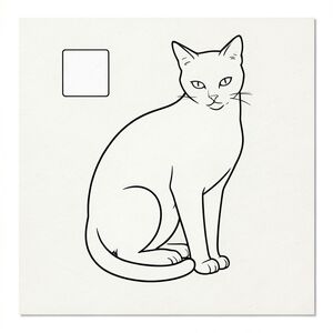 của một màu trắng tinh khiết có một con mèo, tuân thủ tất cả các thông số kỹ thuật của bạn.  Mô tả: Đây là một định dạng hình chữ nhật, hơi nghiêng, khoảng 8,5 x 11 inch. Nền là một màu ngà voi bị rửa trôi - tạo cảm giác yên tĩnh. Có một bề mặt giấy rất tinh tế, có kết cấu nhẹ, mang lại cho nó chất lượng xúc giác.

Thống trị trung tâm của con mèo là một con mèo duy nhất, bóng bẩy. Đầu của nó hơi hướng về phía trước, với một đường cong nhẹ nhàng đến tai. Đôi mắt của con mèo hơi tập trung xuống dưới, một cái nhìn tinh tế, thông minh. Cơ thể của nó thon dài và hơi gù, truyền tải cảm giác trang nghiêm yên tĩnh. Đuôi dài và thon, uốn cong duyên dáng xuống dưới và nằm ngay phía trên chân sau của mèo. Đó là một đường cong đơn giản, thanh lịch.

Có một khoảng trắng nhỏ, hình chữ nhật hoàn hảo - gần như một hình vuông nhỏ - được đặt ngay bên trái đầu mèo. Không gian này hoàn toàn màu trắng và dường như không có bất kỳ kết cấu nào. Đó là một yếu tố tinh tế, tối giản.

Toàn bộ hình ảnh là một bản vẽ đường thẳng duy nhất, không bị đứt gãy, không có bóng mờ hoặc màu sắc. Trọng tâm hoàn toàn là hình dáng của chú mèo và tư thế đơn giản, thanh lịch của nó. Nội thất màu trắng của màu trắng rất mờ, tạo cảm giác chiều sâu và cho phép hình dạng của con mèo được nhìn thấy rõ ràng. Kết cấu của tờ giấy được gợi ý một cách tinh tế - một hạt rất nhẹ, gần như không thể nhận thấy. Ấn tượng tổng thể: Ảnh rõ ràng, tối giản, và truyền tải cảm giác quan sát yên tĩnh. Đó là một cảnh đơn giản, gần như thiền định.

---

Hãy cho tôi biết nếu bạn muốn tôi tinh chỉnh điều này thêm, có thể thêm một chi tiết cụ thể hoặc điều chỉnh tâm trạng tổng thể!, trang màu, nghệ thuật đường nét, nền trắng
