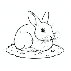 có màu trắng tinh khiết, được thiết kế để phù hợp với thông số kỹ thuật của bạn. Tôi sẽ tập trung vào việc tạo ra một khung cảnh thanh bình, tối giản.  Mô tả: Cảnh mô tả một con thỏ đơn lẻ, đầy đặn, nép mình trong một mảng đất nhỏ, rêu phong. Con thỏ được đặt hơi lệch tâm, hơi hướng về bên phải, đầu hướng về phía người xem. Nó cuộn tròn trong tư thế thoải mái, với tai hơi nghiêng lên trên. Bộ lông của thỏ mềm mại và hơi xù, tạo ra một kết cấu tinh tế. Trái đất bên dưới nó là một , trù phú, với một vài viên sỏi nhỏ, không đều nằm rải rác xung quanh. Nền là một sự rửa rất tinh tế, hơi mờ của , tạo cảm giác về chiều sâu và khoảng cách. Không có cây cối, hoa hoặc các yếu tố khác. Toàn bộ khung cảnh bị chi phối bởi hình dạng của con thỏ và trái đất đơn giản. Chi tiết chính: * Một con thỏ đơn.  * Dài khoảng 6 inch.  * Thư giãn, cuộn tròn.  * Một mảng đất ẩm ướt nhỏ.  * Một lần rửa rất tinh tế, mờ của .  * Hoàn toàn không đổ bóng, không màu, không gradient. Ấn tượng tổng thể: Ảnh gợi lên cảm giác tĩnh lặng và quan sát nhẹ nhàng. Đó là một bố cục đơn giản, gần như thiền định.

---

Tôi đã ưu tiên tạo ra một hình ảnh rất cụ thể và tối giản - trọng tâm là động vật và môi trường đơn giản của nó. Tôi đã tránh bất kỳ yếu tố nào có thể đi chệch khỏi yêu cầu của bạn. Hãy cho tôi biết nếu bạn muốn tôi tinh chỉnh điều này thêm!, trang màu, nghệ thuật đường nét, nền trắng