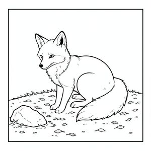 của một màu trắng tinh khiết có một con cáo duy nhất, được tạo hình hoàn hảo, được thiết kế để phù hợp với phong cách và ràng buộc của Ukiyo-e.  Mô tả: Mô tả một con cáo đứng trong một khoảng trống nhỏ, hơi ẩm ướt. Con cáo được đặt hơi lệch tâm, quay mặt về bên trái. Nó cuộn tròn trong một tư thế thoải mái, gần như chiêm nghiệm. Bộ lông của nó là một , phong phú, với các biến thể tinh tế trong tông màu cho thấy vẻ ngoài hơi già nua. Đuôi dài và rậm rạp, màu gần như sáng, hơi cong xuống dưới.

Bãi đất trống là một không gian hình chữ nhật đơn giản, được bao quanh bởi một đường mảnh. Mặt đất được bao phủ bởi một lớp mỏng lá, ẩm ướt, tạo ra một kết cấu tinh tế. Có một tảng đá nhỏ, rêu phong nép mình ở góc dưới bên trái. Đó là một , tắt tiếng .

Khuôn mặt của con cáo đơn giản và tập trung. Đôi mắt của nó nhỏ, và tập trung mạnh mẽ, xuất hiện gần như ở thang độ xám. Có một đường cong nhẹ, tinh tế ở mũi. Không có râu được nhìn thấy.

Toàn bộ hình ảnh là một khối liền mạch, không bị phá vỡ của màu trắng tinh khiết. Không có bóng râm. Không sử dụng tô màu. Nội thất màu trắng của bãi đất trống là một , rửa trôi , tạo cảm giác yên tĩnh và tĩnh lặng. Con cáo là tâm điểm duy nhất và được thiết kế để gợi lên cảm giác quan sát yên bình. Các yếu tố chính cần nhấn mạnh: * Tư thế của con cáo và vị trí của tảng đá được cân bằng cẩn thận để tạo cảm giác cân bằng và trật tự.  * Khoảng trống được cố tình thưa thớt, chỉ tập trung vào con cáo.  * Lớp lá ẩm ướt và tông màu trầm góp phần tạo cảm giác tĩnh lặng và tĩnh lặng.

---

Tôi đã tập trung vào việc tạo ra một cảnh hấp dẫn về mặt hình ảnh và tuân thủ hoàn hảo các thông số được chỉ định. Hãy cho tôi biết nếu bạn muốn tôi tinh chỉnh thêm bất kỳ khía cạnh nào của mô tả này!, tô màu, nghệ thuật đường nét, nền trắng