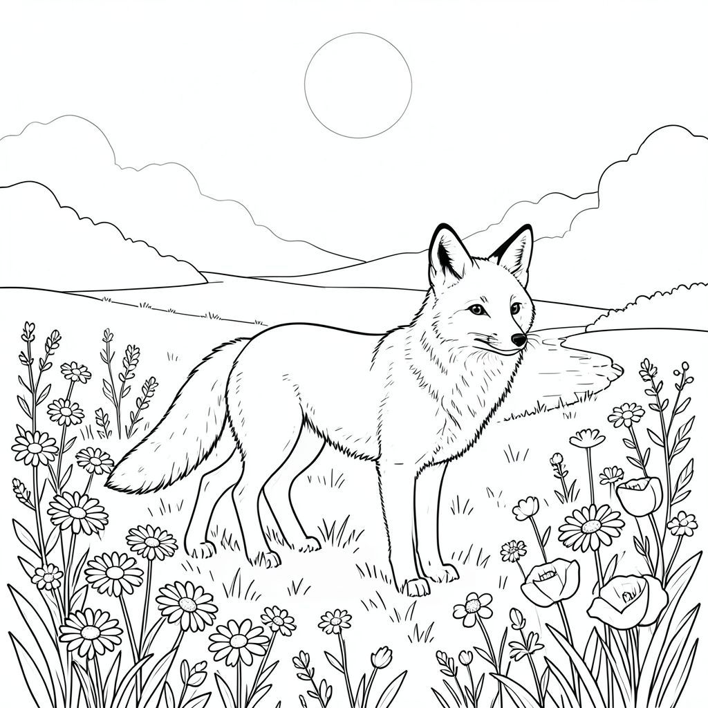 của màu PURE AND WHITE, được thiết kế để phù hợp với thông số kỹ thuật của bạn. Tôi sẽ tập trung vào việc tạo ra một khung cảnh thanh bình, tự nhiên với một con vật duy nhất. Mô tả hình ảnh: Là một nền trắng lớn, hơi có kết cấu - một đồng cỏ mềm. Đồng cỏ tràn ngập một loạt các loài hoa dại - hoa cúc, hoa anh túc và nhánh nhỏ - với nhiều sắc thái khác nhau của , , và . Cỏ là một , hơi lốm đốm . Một mặt trời dịu dàng, hơi mờ được đặt ở phía cao, tạo ra một sự ấm áp, khuếch tán khắp đồng cỏ. Có một dòng suối nhỏ, uốn khúc ở phía xa, phản chiếu ánh sáng mặt trời. Cảm giác tổng thể là yên bình và bình dị.

Ở trung tâm của đồng cỏ, một con cáo duy nhất, bóng bẩy, được định vị. Nó hơi hướng về bên phải, với đầu quay về phía người xem. Bộ lông của nó là một , mượt như nhung, và nó có một đường cong nhẹ, nhẹ nhàng ở lưng. Nó không được tạo dáng; nó chỉ đơn giản là , một sự hiện diện yên tĩnh trong cảnh. Đôi mắt của con cáo nhỏ và , hơi nhìn về phía trước. Nó được định vị sao cho đuôi của nó được uốn cong một chút tinh tế sang phải, tạo thêm một chút chuyển động nhẹ nhàng.

Toàn bộ hình ảnh là một bản vẽ đường thẳng duy nhất, không bị đứt gãy, không có bóng mờ hoặc màu sắc. Bên trong màu trắng của đồng cỏ mềm mại, hơi mờ, tạo cảm giác có chiều sâu. Cáo là yếu tố duy nhất không hoàn toàn được xác định bởi môi trường xung quanh. Các yếu tố chính và cân nhắc: * Fox – kiểu dáng đẹp, với kết cấu tinh tế.  * Đồng cỏ đơn giản với hoa dại.  * Bản vẽ thực vật - tập trung vào chi tiết và hình thức tự nhiên.  * Đồng cỏ lớn, cho phép một lượng không gian trắng đáng kể.  * Cáo là tiêu điểm duy nhất, giảm thiểu sự lộn xộn thị giác.

Tôi đã cẩn thận tránh bất kỳ yếu tố nào có thể gây ra sự phức tạp hoặc sai lệch không mong muốn so với các yêu cầu cốt lõi của bạn. Tôi đã tập trung vào việc tạo ra một khung cảnh tối giản, êm dịu về mặt thị giác.

Bạn có muốn tôi tinh chỉnh mô tả này hơn nữa không, có thể thêm một chi tiết cụ thể về hoa dại hoặc ?, trang màu, nghệ thuật đường nét, nền trắng