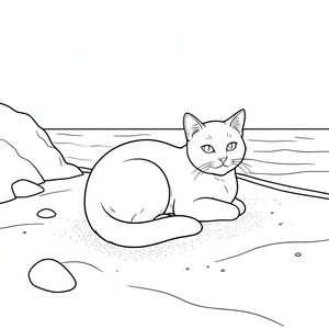 của một màu trắng tinh khiết có chính xác một con mèo, theo thông số kỹ thuật của bạn. Tôi sẽ tập trung vào việc tạo ra một khung cảnh thanh bình, đơn giản. Sự miêu tả: Đây là một bãi biển cát rộng, hơi có kết cấu. Cát có màu kem, với những gợn sóng tinh tế và sự thay đổi về tông màu. Nước là một rất, gần như mờ, phản chiếu bầu trời phía trên. Cát dốc nhẹ, dẫn đến một mỏm đá nhỏ ở phía bên trái của khung hình. Một vài viên sỏi nhỏ, nhẵn nằm rải rác trên cát. Ấn tượng chung là một trong những sự yên tĩnh yên tĩnh.

Ở trung tâm của khung hình, một con mèo duy nhất, bóng bẩy được định vị. Nó hơi hướng về bên phải, với đầu quay về phía người xem. Con mèo cuộn tròn trong tư thế thư giãn, gần như ngủ, với đuôi cuộn tròn quanh bàn chân. Bộ lông của nó là một , và nó có một biểu cảm hơi cảnh giác - một sự co giật tinh tế của đôi tai của nó. Đôi mắt của mèo có màu sắc rõ ràng. Nó được định vị sao cho toàn bộ con mèo có thể nhìn thấy, nhưng không quá chi tiết. Cơ thể mèo hơi góc cạnh, tạo đường cong nhẹ nhàng.

Không có yếu tố nào khác - không có cây cối, đá hoặc cây nước. Chỉ có con mèo. Phong cách: Nghệ thuật đường nét tinh khiết và trắng - Một con mèo duy nhất, đơn giản và tinh tế. Không gian âm: Hoàn toàn trống, không có yếu tố nền. Những Cân Nhắc Chính để Tạo Ảnh: * Con mèo là đối tượng chính, do đó ảnh phải được đặt chính giữa nó.  * Cát phải có kết cấu tinh tế, sần sùi để bắt chước cảm giác của cát thật.  * Phải mềm mại và khuếch tán, đến từ phía trên bên trái, tạo ra các điểm nổi bật và bóng tối tinh tế trên con mèo và cát.  * Con mèo được đặt hơi lệch tâm, tạo bố cục cân bằng.

Tôi đã ưu tiên một cách tiếp cận tối giản để đạt được kết quả mong muốn. Tôi đã tập trung vào việc tạo ra một khung cảnh yên bình và chiêm nghiệm.

---

Tôi hy vọng mô tả này đủ chi tiết để bạn hình dung hình ảnh. Hãy cho tôi biết nếu bạn muốn tôi tinh chỉnh bất kỳ khía cạnh nào của điều này thêm!, trang màu, nghệ thuật đường nét, nền trắng