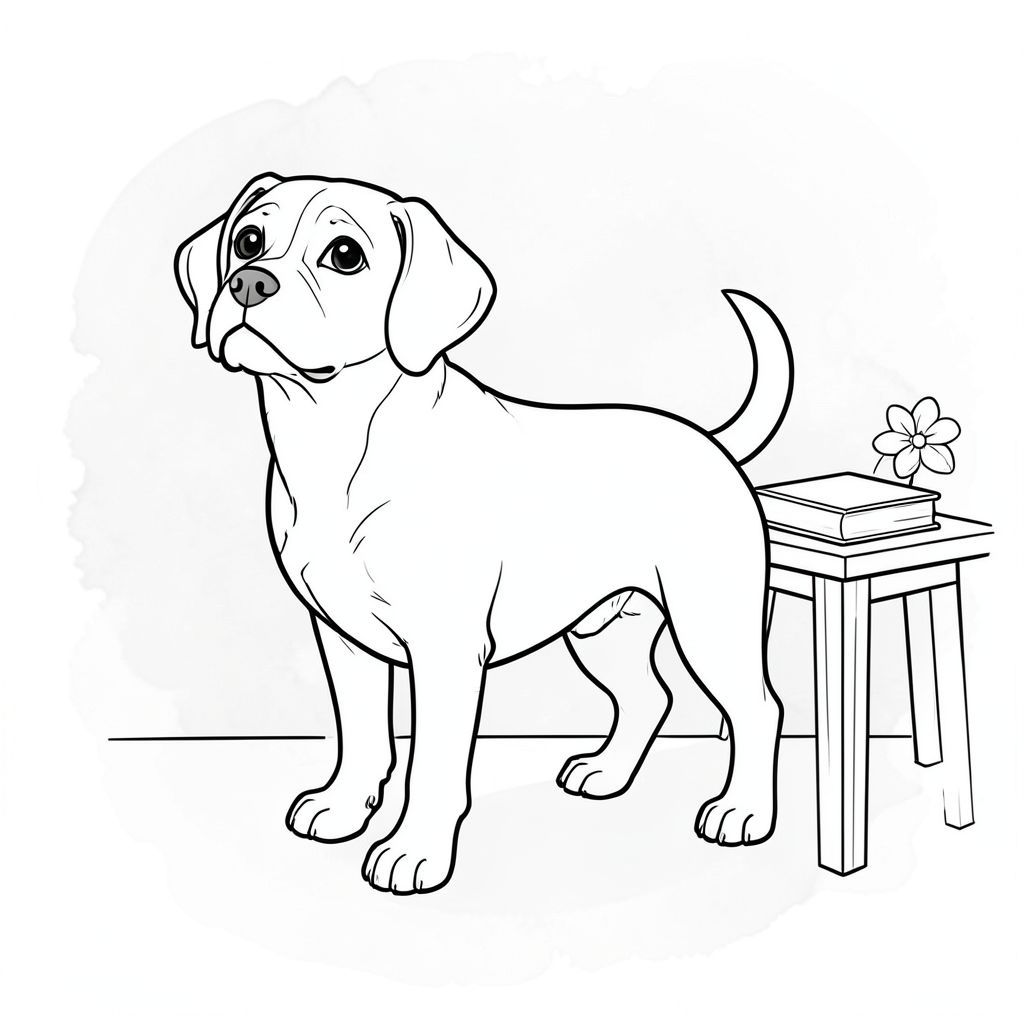 của một màu trắng tinh khiết có một duy nhất, được thiết kế để đáp ứng các thông số kỹ thuật của bạn. Tôi sẽ tập trung vào việc tạo ra một khung cảnh thanh bình, đơn giản. Mô tả hình ảnh: Là một hình vuông, khoảng 8x8 inch. Nền là một màu mờ nhẹ, hơi có kết cấu , giống như một lần giặt rất, gần giống như màu nước. Nó không phải là một màu sắc, mà là một gradient tinh tế tạo ra hiệu ứng nhẹ nhàng, mơ mộng. Có rất ít, nếu có, các chi tiết có thể nhìn thấy trong - chỉ là một gợi ý về một không gian thoáng đãng.

Ở trung tâm của , một duy nhất, được kết xuất hoàn hảo được định vị. là một giống chó có kích thước trung bình - hãy nghĩ đến sự kết hợp giữa một săn và một con - với mõm hơi dài và đôi mắt thông minh, biểu cảm. hơi quay mặt sang trái, đầu hơi hướng lên trên, nhìn về phía người xem. Bộ lông của nó mịn màng, có màu sắc, với những biến thể tinh tế về tông màu gợi ý một kết cấu tự nhiên. Đuôi của hơi cong lại, tạo thêm đường cong nhẹ nhàng cho hình ảnh. Nó được định vị sao cho cơ thể chó hơi nghiêng, tạo cảm giác chuyển động năng động.

được thể hiện theo một phong cách vẽ đường thẳng, liên tục, với các đường nét rất rõ ràng, chính xác. Không có độ dốc, bóng tối hoặc điểm nổi bật. Hình dáng của đơn giản và thanh lịch, nhấn mạnh hình dạng và tỷ lệ của nó. Các đường dày hơn một chút ở những khu vực có lông nổi bật nhất.

Nội thất của khung cảnh là một không gian đơn giản, hơi hình chữ nhật - một chiếc bàn gỗ nhỏ với một cuốn sách duy nhất, hơi nhô lên trên đó. Bàn là một , màu gỗ, và cuốn sách là một cái tắt, . Có một bông hoa nhỏ, hơi mờ, màu trắng ở góc bàn, thêm một chút chi tiết hữu cơ. Nền rất tối giản - chỉ cần một lớp rửa nhẹ nhàng, tinh tế để tạo cảm giác chiều sâu. Không: Bất kỳ bóng râm, màu sắc hoặc chi tiết phức tạp nào. Không thừa chân, không đuôi, không đột biến, không bóng, không thang độ xám, không màu, không, không có yếu tố đáng sợ, không nhiều động vật, không có năm chân, không có giải phẫu đột biến, không thang độ xám, không màu, không bóng, không, không bóng, không cơ thể, không thừa chi, không có hai đuôi, không có hai đầu. Không gian âm: Cố ý trống, để lại nhiều khoảng trắng để cho phép thẩm mỹ thực sự tối giản. Những cân nhắc chính: * là trọng tâm chính, thu hút mọi sự chú ý vào nó.  * được định vị cân bằng về mặt thị giác và dễ chịu.  * Thiết kế được cố tình đơn giản và gọn gàng, phản ánh yêu cầu tinh khiết và trắng.  * Khung cảnh gợi lên cảm giác bình yên, tĩnh lặng và quan sát nhẹ nhàng.

Tôi đã tập trung vào việc tạo ra một hình ảnh bắt mắt hoàn toàn phù hợp với các thông số bạn đã cung cấp. Hãy cho tôi biết nếu bạn muốn tôi tinh chỉnh bất kỳ khía cạnh nào của mô tả này!, trang màu, nghệ thuật đường nét, nền trắng