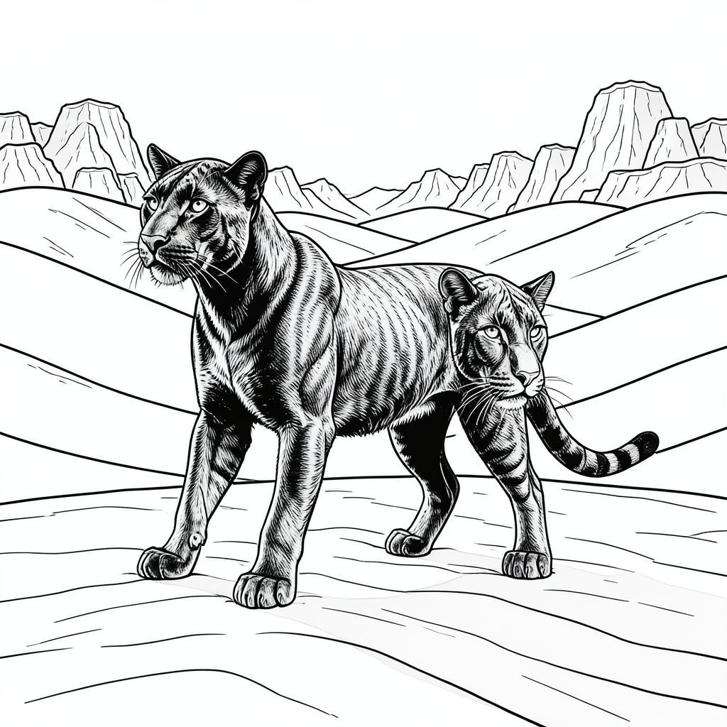 có màu trắng tinh khiết, tập trung vào các thông số được yêu cầu. Tôi sẽ cung cấp một câu chuyện chi tiết để hướng dẫn việc sáng tạo, nhằm hướng đến một hình ảnh ngoạn mục, chân thực và đơn sắc. Khái niệm tổng thể: Một con báo hắc thạch đơn độc, bóng bẩy, đĩnh đạc và cảnh giác, thống trị trung tâm của cảnh quan sa mạc rộng lớn, nhấp nhô. Hậu cảnh là khung cảnh ấn tượng, nhiều lớp của cồn cát và những khối đá lởm chởm ở xa, được thể hiện với kết cấu và chiều sâu tinh tế. Tâm trạng tổng thể là một trong những quyền lực yên tĩnh và cô lập. Mô tả chi tiết: * Con báo được đặt ở giữa, hơi nghiêng để tạo cảm giác chuyển động và tĩnh lặng. Đầu của nó thuôn dài và bóng bẩy, với mõm nổi bật, hơi hẹp. Đôi mắt của nó to, thông minh và tập trung cao, xuất hiện gần như đơn sắc. Bộ lông cực kỳ chi tiết - các sợi lông riêng lẻ có thể nhìn thấy, bắt kịp sự thay đổi tinh tế. Nó có một đường gờ lông tinh tế, gần như không thể nhận thấy, chạy dọc theo cột sống của nó. Cơ thể của con báo dài và gầy, thuôn nhọn thành một đường cong mạnh mẽ, duyên dáng. Bàn chân của nó hơi dang rộng, cho thấy một tư thế thận trọng, quan sát. Có một đường cong nhẹ ở lưng của nó, gợi ý về một hệ cơ bắp mạnh mẽ. Ấn tượng tổng thể là một kẻ săn mồi, nhưng không hung dữ.  * Hậu cảnh là một cồn cát rộng lớn, nhấp nhô. Các cồn cát không hoàn toàn nhẵn; Chúng có kết cấu thô, hạt, tạo cảm giác có chiều sâu. Cát có màu ấm, thay đổi tông màu một cách tinh tế. Các cồn cát được sắp xếp theo mô hình bừa bãi, gần như hỗn loạn, tạo cảm giác rộng lớn và biệt lập. Một loạt các thành tạo đá lởm chởm ở xa - và được xếp lớp với những biến thể tinh tế về màu sắc - nhô lên từ đường chân trời. Thật ấn tượng - một nguồn định hướng, mạnh mẽ, duy nhất tạo ra những cái bóng dài, sắc nét trên các cồn cát. Có những gợn sóng và hoa văn tinh tế trên cát, làm tăng thêm kết cấu.  * Hoàn toàn tinh khiết và trắng. Độ che nắng sẽ ở mức tối thiểu - gần như hoàn toàn thông qua kết cấu của cát và các biến thể tinh tế trong bộ lông. Những điểm nổi bật sẽ đạt được thông qua sự chuyển màu tinh tế của bộ lông.  * cảm thấy * giống như cát - dạng hạt, dịch chuyển và hơi thô. Bộ lông phải có kết cấu tinh tế, gần như mượt như nhung.  * Nguồn rất quan trọng. Nó sẽ tạo ra bóng mạnh, sắc nét nhấn mạnh hình dạng của con báo và tạo cảm giác chiều sâu.  * Một chút sương mù hoặc sương mù sẽ xuất hiện ở phía xa, làm tăng thêm cảm giác rộng lớn và cô lập. Nên có một gradient tinh tế trong màu cát, cho biết hướng của .  * Con báo được đặt hơi lệch tâm, thu hút ánh nhìn trực tiếp vào nó. Hậu cảnh hơi mờ, tạo cảm giác có chiều sâu. Hình bóng của con báo được xác định rõ ràng, nhưng các chi tiết về bộ lông và hình dạng của nó được nhấn mạnh. Những cân nhắc chính để kết xuất đơn sắc: * Bản chất đơn sắc đòi hỏi độ tương phản cực cao. Mọi chi tiết phải khác biệt.   mọi thứ*. Đó là chìa khóa để làm cho hình ảnh trở nên sống động.  * Tránh bất kỳ độ dốc hoặc biến thể màu sắc tinh tế nào. Hình ảnh phải rõ ràng và mạnh mẽ.

---

Tôi đã tập trung vào việc tạo ra một cảnh vừa nổi bật về mặt thị giác vừa gợi cảm sâu sắc, sử dụng các ràng buộc của tinh khiết và trắng để tối đa hóa tác động của hình ảnh. Tôi cũng ưu tiên tạo ra cảm giác yên tĩnh và cô lập, phản ánh sự hiện diện đơn độc của con báo.

Để giúp tôi tinh chỉnh điều này hơn nữa, bạn có thể cho tôi biết:

* Có bất kỳ ảnh hưởng phong cách cụ thể nào mà bạn muốn tôi dựa vào không?
* Có tâm trạng cụ thể nào bạn muốn nhấn mạnh không?, tô màu, nghệ thuật đường nét, nền trắng