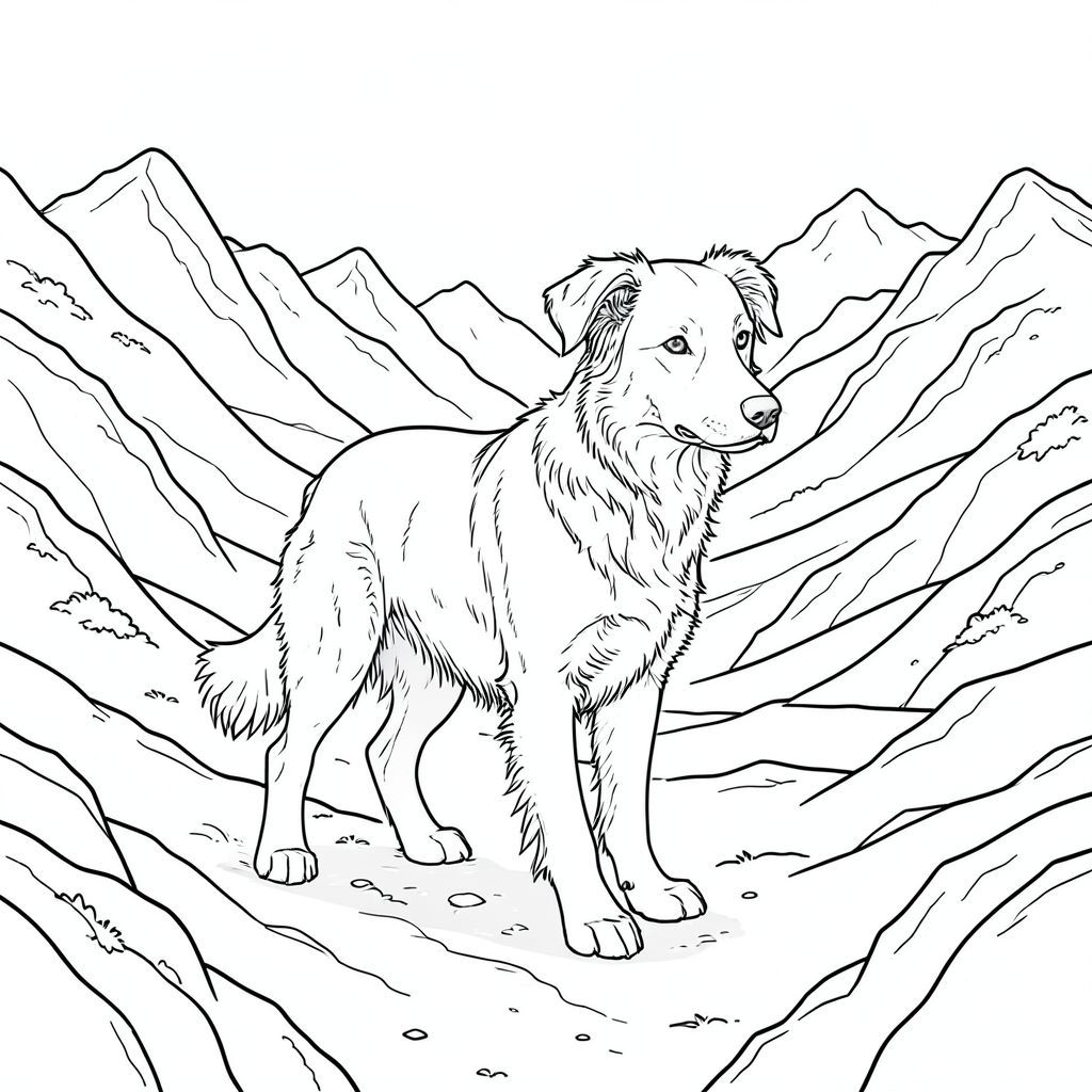của một màu trắng tinh khiết có một duy nhất, ở giữa và chi tiết, được thiết kế để đáp ứng các thông số kỹ thuật của bạn. Tôi sẽ tập trung vào việc tạo ra cảm giác sâu sắc và tĩnh lặng, nhấn mạnh hình dạng của và môi trường xung quanh.  Mô tả: Đây là một định dạng hình chữ nhật rộng, hơi nghiêng, khoảng 20cm x 30cm. Hậu cảnh là một vùng đất rộng lớn, nhấp nhô của địa hình đá phủ đầy tuyết. Nó không phải là một bề mặt hoàn toàn nhẵn; Có những rặng núi và chỗ lõm tinh tế, tạo cảm giác chiều sâu. Tuyết có màu trắng gần như trong mờ, bắt được những phản chiếu nhỏ, gãy vỡ. Ấn tượng tổng thể là một trong những sự tĩnh lặng bao la, yên tĩnh. : được đặt hơi lệch tâm, cách mép trái khoảng hai phần ba quãng đường. Đó là một giống chó cỡ trung bình - có thể là một collie biên giới hoặc một con trỏ lông ngắn Đức - với tư thế gầy gò, thanh lịch. Đầu của nó hơi nghiêng, truyền tải cảm giác thông minh cảnh giác. hơi hướng về bên phải, với tai chích về phía trước, gần như đang lắng nghe. Đôi mắt của nó là một màu thông minh, tập trung hơi xuống dưới. Bộ lông dày đặc, ngắn, với các biến thể tinh tế về tông màu cho thấy kết cấu hơi xù. Có một mảng trắng nhỏ, gần như không thể nhận thấy trên ngực của nó, ngay phía trên bụng. Bối cảnh: Hậu cảnh là phong cảnh núi non chi tiết tỉ mỉ. Đó là một bức tranh toàn cảnh của địa hình nhiều lớp, đá. Các tảng đá chủ yếu có sắc thái của , từ , gần như ngà, đến . Có rất nhiều đỉnh núi và rặng núi nhỏ, lởm chởm, tạo cảm giác về quy mô và khoảng cách. Mềm mại và khuếch tán, bắt nguồn từ phía trên bên trái, tạo ra những bóng mờ tinh tế làm nổi bật các đường viền của đá. Tuyết có kết cấu tinh tế, với những mảnh trắng nhỏ nằm rải rác trên bề mặt. Một vài mảng rêu có thể nhìn thấy, thêm một chút tắt tiếng . Hiệu ứng tổng thể là cảm giác rộng lớn và cô lập. Không có chất lấp đầy, chỉ có sự khắc nghiệt của tảng đá. Chi tiết & Bầu không khí: * Toàn bộ được hiển thị với mức độ chi tiết rất cao - kết cấu của đá, tuyết và lông thú là rất quan trọng. Các biến thể nhỏ, tinh tế về tông màu và bóng râm được sử dụng để tạo cảm giác chân thực.  * Nguồn chính là phía trên bên trái, tạo ra sự tương phản mạnh giữa các vùng được chiếu sáng và bóng tối. Bóng tối không chỉ đơn giản là ; Chúng được hiển thị với sự chuyển màu tinh tế của và màu trắng, tạo ra hiệu ứng ba chiều.  * là tâm điểm, nhưng hậu cảnh được bố trí cẩn thận để thu hút ánh nhìn của người xem vào nó. Các đường chéo của đá và hơi nghiêng đầu chó tạo ra một bố cục năng động, cân bằng.  * Toàn bộ hậu cảnh là một sự mở rộng liền mạch của , sử dụng các biến thể tinh tế về tông màu và kết cấu để tạo cảm giác về chiều sâu và bầu không khí. Cảm giác tổng thể: Mục tiêu là gợi lên cảm giác chiêm ngưỡng yên tĩnh và kết nối với thế giới tự nhiên. Đó là một cảnh mang lại cảm giác vượt thời gian và hơi u sầu, nhấn mạnh sự hiện diện đơn độc của chú chó trong một cảnh quan rộng lớn, hùng vĩ.

--- Để giúp tôi tinh chỉnh thêm điều này, bạn có thể cho tôi biết: * Có chi tiết cụ thể nào bạn muốn nhấn mạnh không?
* Bạn có phong cách kết cấu tuyết hoặc đá ưa thích không?, tô màu, nghệ thuật đường nét, nền trắng