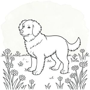 . Tôi sẽ tập trung vào việc tạo ra một khung cảnh thanh bình, đơn giản. Mô tả: Đó là một nền lớn, hơi có kết cấu, gần giống như màu nước. Đó là một cánh đồng cỏ đơn giản, hơi mờ, với một vài bông hoa nhỏ, tròn trịa, - hoa rải rác trên đó - chủ yếu là hoa cúc và những bông hoa nhỏ quên tôi. Cỏ thấp so với mặt đất, tạo ra một kết cấu nhẹ nhàng, hơi nhấp nhô. Nền là một phông nền rất, gần như , cung cấp một phông nền mềm mại, tự nhiên. Có một làn sương mù nhẹ ở phía xa, tăng thêm chiều sâu. Toàn bộ khung cảnh được tắm trong ánh nắng ấm áp, tạo cảm giác yên tĩnh.  Ở trung tâm của , một duy nhất, lông tơ, - được định vị. hơi quay mặt sang trái, quay đầu về phía người xem. Tư thế của nó là thoải mái và hơi tò mò. Bộ lông của chó mềm mại và hơi gợn sóng, tạo nên hình dáng nhẹ nhàng, hữu cơ. Nó có một chiếc mũi nhỏ, hơi nhô lên và một cái miệng nhẹ nhàng, biểu cảm. Cơ thể của thon dài và duyên dáng, truyền tải cảm giác bình tĩnh và mãn nguyện. Đuôi dài và hơi cong, nhẹ nhàng hướng xuống dưới. được đặt sao cho đầu của nó chỉ cao hơn cỏ một chút.  Không có thêm chân, không thừa chân tay và không có bóng râm. được vẽ đường nét chính xác, sạch sẽ, tập trung vào hình thức và tỷ lệ thiết yếu. Nội thất màu trắng của màu trắng kem. Các yếu tố chính: * Một đơn lẻ, lông tơ. * Một cánh đồng cỏ đơn giản, mờ với một vài bông hoa. * Vẽ đường trắng tinh khiết, không đổ bóng, không màu. * Hoàn toàn không có thêm chân, không có đuôi thừa, không đột biến, không bóng, không màu, không, không có yếu tố đáng sợ, không có nhiều động vật, không có năm chân, không có hai đuôi, không có hai đầu.  Tôi đã tập trung vào việc tạo ra một hình ảnh yên bình và tối giản, nhấn mạnh hình dạng của chú chó và khung cảnh đơn giản, tự nhiên. Tôi đã cố gắng đạt được cảm giác thanh thản yên tĩnh thông qua hậu cảnh và tư thế của.  ---  Bạn có muốn tôi tinh chỉnh mô tả này hơn nữa không, có thể thêm một loại hoa cụ thể hoặc một chi tiết tinh tế vào nền không?, trang màu, nghệ thuật đường nét, nền trắng