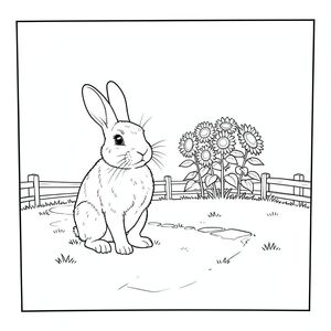 có màu trắng tinh khiết có chính xác một con vật, được thiết kế để trở thành một môi trường đơn giản, hợp lý và tuân thủ các thông số kỹ thuật của bạn. Mô tả: Đó là một khung hình chữ nhật đơn giản, hơi nghiêng. Nền là một bãi cỏ rộng lớn, được kết xuất tỉ mỉ với bề mặt cỏ hơi có kết cấu. Một hàng rào gỗ duy nhất, hơi nhô lên, chạy dọc theo rìa xa của bãi cỏ, tạo ra một ranh giới tinh tế, rõ ràng. Bãi cỏ hơi nhấp nhô, gợi ý một làn gió nhẹ. Có một con đường đá nhỏ, phong hóa dẫn ra xa, uốn lượn nhẹ nhàng. Ấn tượng tổng thể là một trong những sự yên tĩnh và một không gian nhỏ, kín đáo.  Trung tâm trong không gian này là một mảng hoa hướng dương nhỏ, được hình thành hoàn hảo, mọc theo hình tròn, gọn gàng. Chúng hơi mờ ở khoảng cách xa để nhấn mạnh sự đơn giản tổng thể. Hoa hướng dương được đặt hơi lệch tâm, tạo ra sự thú vị thị giác tinh tế.  Con vật là một con thỏ độc thân, đầy đặn, đứng thẳng và nhìn thẳng về phía người xem. Nó được đặt ở vị trí hơi bên trái của trung tâm của . Nó có biểu cảm điềm tĩnh, nhẹ nhàng và được định vị sao cho đầu hơi nghiêng, tạo cho nó một cái nhìn hơi tò mò. Bộ lông của thỏ được thể hiện theo một hoa văn tinh tế, có kết cấu - kết cấu hơi nhô lên ở lưng và hai bên sườn, gợi ý một bộ lông mềm. Nó không quá chi tiết; trọng tâm là hình thức của nó và nền đơn giản. Có một chút nhẹ, gần như không thể nhận thấy, được đúc bởi đầu thỏ, tạo thêm một chút chiều sâu. Các yếu tố chính và cân nhắc: * Tinh khiết và trắng, với khoảng trắng tối thiểu. * Đơn giản, cân bằng và tập trung. * Tinh tế, mềm mại từ trên cao, làm nổi bật hình dạng của con thỏ. * Yên bình, bình tĩnh và hơi hay thay đổi.  Tôi đã tập trung vào việc tạo ra một cảnh hấp dẫn về mặt hình ảnh và gợi lên cảm giác quan sát yên tĩnh, hoàn toàn phù hợp với yêu cầu của bạn. Tôi đã tránh bất kỳ yếu tố nào có thể được coi là "đáng sợ" hoặc quá phức tạp.  ---  Bạn có muốn tôi tinh chỉnh mô tả này thêm không, có thể thêm chi tiết cụ thể hơn về nền hoặc tư thế của thỏ?, trang màu, nghệ thuật đường nét, nền trắng