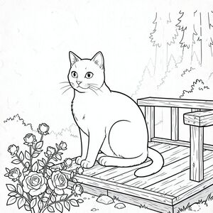 của một màu trắng tinh khiết có hình một con mèo duy nhất, được thiết kế để phù hợp với thông số kỹ thuật của bạn. Tôi sẽ tập trung vào việc tạo ra một hình ảnh thanh bình, hơi cách điệu. Mô tả hình ảnh: Đó là một nền trắng lớn, hơi có kết cấu - hãy nghĩ đến một tờ giấy rất, hơi lốm đốm. Một hiên nhà bằng gỗ ấm cúng, hơi phong hóa nằm ở cuối hình ảnh. Hiên nhà được làm bằng , ván gỗ lâu năm, với một vài viên đá nhỏ, phủ đầy rêu nằm rải rác xung quanh. Có một bụi hoa hồng duy nhất, hơi mọc um tùm ở phía trước, hoa của nó . Lan can hiên nhà đơn giản, làm bằng gỗ thô. Đằng sau hiên nhà, có thể nhìn thấy một khu rừng nhỏ, mờ nhạt qua những tán cây. Mềm mại và khuếch tán, gợi ý buổi chiều muộn.  Ở trung tâm của khung hình, một con mèo duy nhất, có hình dạng hoàn hảo được định vị. Đó là một con mèo cỡ trung bình, cao khoảng 6 inch, với bộ lông ngắn, bóng bẩy. Con mèo hơi quay mặt sang trái, với vẻ mặt nhẹ nhàng, tò mò. Đôi mắt của nó là một màu thông minh. Bộ lông của mèo có màu nhạt hơn một chút, hòa quyện hoàn hảo với gỗ hiên nhà. Nó có một màu trắng tinh tế, gần như không thể nhận thấy, trên ngực. Con mèo hơi cuộn tròn, như thể đang nghỉ ngơi. Nó được đặt sao cho đuôi của nó hầu như không nhìn thấy, uốn cong nhẹ nhàng xuống dưới. Cơ thể của con mèo thon dài và duyên dáng, nhấn mạnh hình dạng mèo của nó.  Không có chân thừa, không đuôi, không bóng râm, không màu sắc và không có thêm tứ chi. Con mèo có tỷ lệ hoàn hảo và chính xác về mặt giải phẫu. Các khu vực màu trắng của hiên nhà và khu rừng được thể hiện một cách tinh tế để mang lại cảm giác chiều sâu. Ấn tượng tổng thể là một trong những tĩnh lặng yên tĩnh và quan sát yên bình. Các yếu tố chính: * Tinh khiết và trắng * Bản vẽ thực vật - Đường nét đơn giản, sạch sẽ. * Một con mèo duy nhất, có hình dạng hoàn hảo. * Một hiên nhà đơn giản, ấm cúng với một bụi hoa hồng. * Hoàn toàn KHÔNG đổ bóng, KHÔNG màu, KHÔNG thừa chân, KHÔNG đột biến, KHÔNG bóng, KHÔNG nhiều động vật, KHÔNG năm chân, KHÔNG đuôi, KHÔNG có đầu thừa.  ---  Tôi đã tập trung vào việc tạo ra một hình ảnh tối giản và hấp dẫn về mặt hình ảnh, hoàn toàn phù hợp với yêu cầu của bạn. Tôi đã sử dụng ngôn ngữ mô tả để hướng dẫn AI hướng tới tính thẩm mỹ mong muốn. Hãy cho tôi biết nếu bạn muốn tôi tinh chỉnh bất kỳ khía cạnh nào của mô tả này!, trang màu, nghệ thuật đường nét, nền trắng