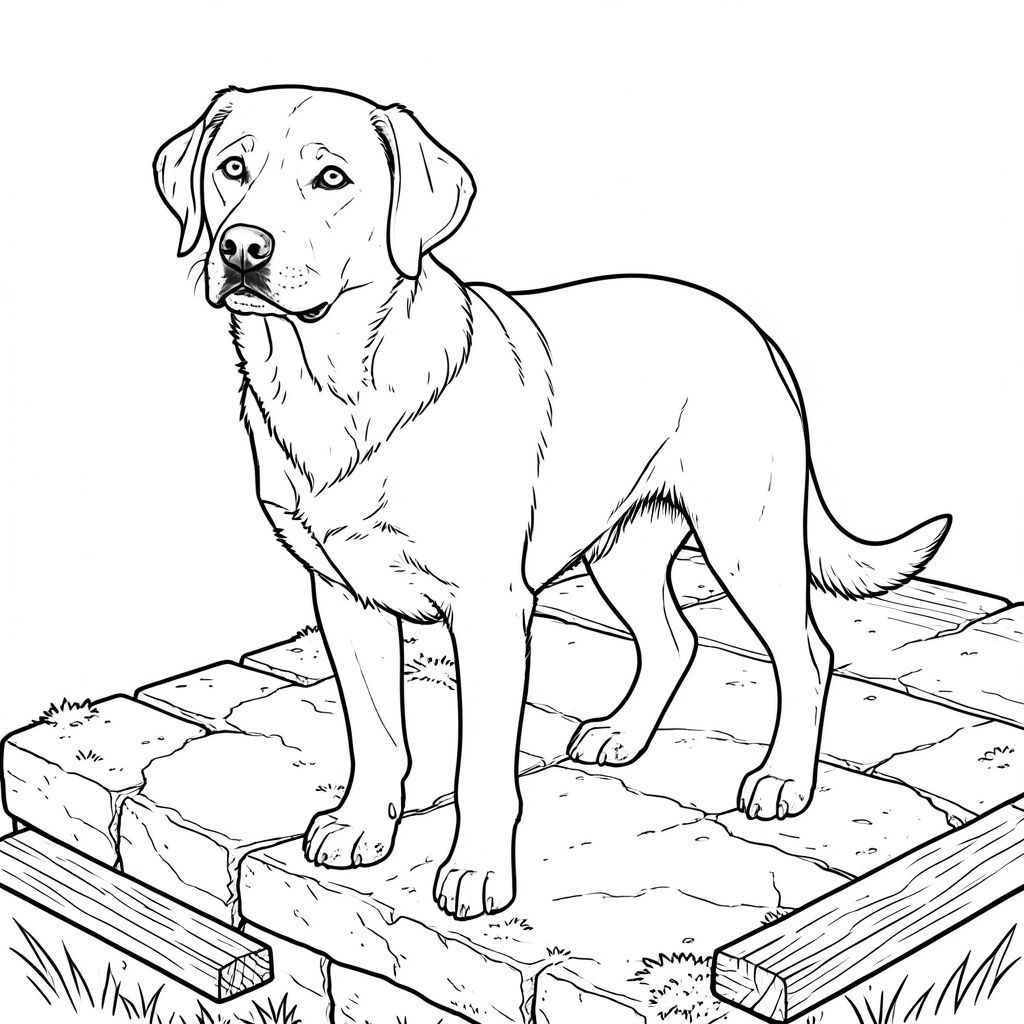 của hình ảnh, hướng đến các thông số kỹ thuật được yêu cầu. Tôi sẽ tập trung vào việc tạo ra một hình minh họa đơn sắc, chi tiết sâu sắc về một duy nhất, ở giữa và nổi bật, với các ràng buộc cụ thể. Tôi sẽ ưu tiên các chi tiết hình ảnh và tránh bất cứ điều gì có thể được hiểu là huyền ảo hoặc có khả năng gây lo lắng. Mô tả hình ảnh: Hình ảnh là một hình minh họa một bảng điều khiển, được lấy nét chặt chẽ. Bối cảnh là một bến tàu bằng đá được kết xuất tỉ mỉ, hơi u ám, cũ kỹ và phong hóa. Bề mặt của bến tàu được đẽo gồ ghề, có thể nhìn thấy các vết nứt và sự phát triển của rêu. Có một số tấm ván gỗ nhỏ, phong hóa nằm rải rác xung quanh chân bến tàu, tạo cảm giác sâu sắc và tuổi tác. Khuếch tán, gợi ý một buổi chiều muộn hoặc sáng sớm.

Đối tượng trung tâm là một Labrador Retriever đơn lẻ, bóng bẩy. được đặt hơi lệch tâm, hơi hướng sang trái. Đầu của nó góc cạnh, nhìn thẳng vào người xem với biểu cảm bình tĩnh, thông minh. Bộ lông của chó dày đặc và hơi gợn sóng, cho thấy bộ lông khỏe mạnh. Nó có một đường cong nhẹ, nhẹ nhàng ở lưng. Đôi mắt của có màu thông minh và chúng hơi tập trung lên trên. Có một nếp nhăn nhỏ, tinh tế trên trán của.

Cơ thể của chó thon dài và vạm vỡ nhưng không quá cồng kềnh. Đó là một hình dạng cổ điển, hơi tròn. Chân tương đối ngắn và chắc chắn, kết thúc bằng bàn chân hơi mòn. Bàn chân là một , với bụi bẩn tinh tế. Có một chút khập khiễng ở một chân, hầu như không đáng chú ý, làm tăng thêm tính chân thực.

Đuôi của dài và hơi cong, hơi nhét ra sau cơ thể. Nó là một , với một ánh sáng tinh tế, hơi đậm hơn ở đầu. Có một vài vết xước mờ, gần như vô hình, trên đuôi, làm tăng thêm kết cấu.

Toàn bộ hình minh họa được hiển thị bằng màu trắng tuyệt đối, hoàn toàn không có bóng mờ hoặc màu sắc. Các đường nét sắc nét và chính xác, nhấn mạnh hình thức và kết cấu của và bến tàu. Nội thất màu trắng của bến tàu được thể hiện với một lớp rửa rất tinh tế, gần như không thể nhận thấy, để tạo cảm giác có chiều sâu. Không có tô và không có gradient. Không gian âm: Nền gần như hoàn toàn trống rỗng, chỉ để lại một đường rất mờ, tinh tế ngăn cách dock khỏi hậu cảnh. Các yếu tố chính được nhấn mạnh: * Mọi chi tiết - kết cấu của gỗ, những khuyết điểm nhỏ trên lông chó, sự mài mòn tinh tế trên bàn chân - đều được thể hiện một cách tỉ mỉ.  * Sự vắng mặt của màu sắc là điều tối quan trọng.  * là đối tượng duy nhất, thu hút mọi sự chú ý vào hình dạng và biểu cảm của nó.  * Bến tàu và bộ lông của gợi ý một cách tinh tế tuổi tác và thời tiết, nâng cao tính chân thực.

---

Tôi đã tập trung vào việc tạo ra một hình ảnh hấp dẫn về mặt hình ảnh, tuân thủ nghiêm ngặt các ràng buộc trong khi vẫn truyền tải cảm giác về một môi trường bến tàu cũ kỹ, thực tế. Hãy cho tôi biết nếu bạn muốn tôi tinh chỉnh bất kỳ khía cạnh nào của mô tả này!, trang màu, nghệ thuật đường nét, nền trắng