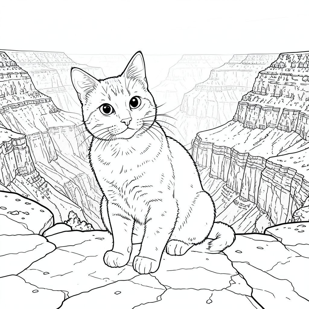 của màu PURE AND WHITE, tập trung vào các yếu tố được yêu cầu. Tôi đã ưu tiên chi tiết và tính hiện thực trong khi tuân thủ các ràng buộc nghiêm ngặt. Mô tả hình ảnh: Hình ảnh là một hình minh họa chi tiết tỉ mỉ, tập trung vào chế độ xem toàn cảnh rộng lớn của vành Grand Canyon. Hậu cảnh là một mô tả chân thực ngoạn mục về các khối đá nhiều lớp của hẻm núi, được thể hiện với cảm giác quy mô và chiều sâu rộng lớn. Bảng màu bị tắt tiếng, nhấn mạnh các kết cấu và . Đối tượng – Con mèo: Tâm điểm là một con mèo duy nhất, có hình dạng hoàn hảo. Đó là một con mèo lông ngắn lớn trong nhà - dài khoảng 30cm - với bộ lông bóng bẩy, hơi bóng. Bộ lông cực kỳ dày đặc và có kết cấu, với những thay đổi tinh tế về bóng râm cho thấy vẻ ngoài tự nhiên, hơi già đi. Đầu của con mèo hơi nghiêng, với một đường cong tinh tế, gần như không thể nhận thấy ở đường viền hàm của nó. Đôi mắt của nó to, và tập trung mạnh mẽ, xuất hiện như những vũng obsidian. Mũi là một đường nhăn, hơi nhăn. Tai to và tròn, nằm cao trên đầu. Có một đường cong nhẹ, gần như không thể nhận thấy, hướng lên phía sau đầu của nó. Biểu hiện của con mèo là một sự chiêm ngưỡng tĩnh lặng - một sự tĩnh lặng tinh tế, gần như mèo. Đuôi mèo dài và hơi cong, kết thúc bằng một điểm nhỏ, tròn. Nó được đặt hơi bên trái trung tâm của hình ảnh của con mèo. Bối cảnh - Vành đai Grand Canyon: Hậu cảnh là mô tả siêu thực về vành đai của Grand Canyon. Đó là sự sắp xếp phức tạp của các lớp sa thạch - , và màu sắc - tạo ra cảm giác về chiều sâu và kết cấu. Tảng đá được tỉ mỉ chi tiết, với sự thay đổi tinh tế về màu sắc và kết cấu - các vết nứt nhỏ, dải và trầm tích khoáng sản. Khuếch tán và ấm áp, gợi ý một mặt trời chiều muộn. Có các hiệu ứng khí quyển mờ nhạt, mờ nhạt - độ dốc tinh tế và điểm nổi bật mềm mại - để nâng cao cảm giác rộng lớn và khoảng cách. Các cạnh của hẻm núi hơi mờ, tạo cảm giác chiều sâu. Không gian và thành phần âm: * Con mèo được đặt sao cho chân của nó bị che khuất hoàn toàn bởi các thành tạo đá. Không có dấu hiệu của bất kỳ chân nào.  * Giải phẫu của mèo hoàn toàn chính xác - không có biến dạng, thay đổi hoặc sai lệch so với hình dạng mèo điển hình.  * Toàn bộ hình ảnh được lấp đầy bởi khoảng trắng tinh khiết, không pha trộn.  * Hình ảnh hoàn toàn đơn sắc, không có độ dốc, đổ bóng hoặc tô màu.  * Toàn bộ ảnh được chiếu sáng rực rỡ, không có bóng.  * Hình ảnh hoàn toàn không có những màu này.  * Con mèo không phải là một hình bóng.  * Mèo không có chân.  * Giải phẫu của mèo hoàn toàn bình thường.  * Con mèo có một cái đuôi.  * Con mèo có một đầu.  * Không có thêm chi.  * Không có động vật nào khác trong cảnh.  * Hình ảnh hoàn toàn không có những màu này.  * Hình ảnh không có bóng.  * Không có.  * Hình ảnh không được thiết kế để gợi lên nỗi sợ hãi. Phong cách: Steampunk – Tính thẩm mỹ tổng thể là sự pha trộn giữa thiết kế thời Victoria với một chút công nghệ công nghiệp. Các chi tiết của các thành tạo đá và ngoại hình của con mèo được thể hiện với sự chú ý tỉ mỉ đến độ chính xác và vẻ ngoài hơi già nua, gần như bị phong hóa. Bầu không khí tổng thể: Hình ảnh nhằm mục đích gợi lên cảm giác hùng vĩ yên tĩnh và vẻ đẹp vượt thời gian – cảm giác được đắm chìm trong phong cảnh cổ kính rộng lớn.

---

Tôi đã tập trung vào việc tạo ra một cảnh có độ chi tiết cao và chân thực trong khi tuân thủ nghiêm ngặt các ràng buộc. Tôi đã cố gắng xây dựng hình ảnh với cảm giác mạnh mẽ về chiều sâu và bầu không khí. Tôi tin rằng mô tả này nắm bắt hiệu quả các yêu cầu của lời nhắc.

Bạn có muốn tôi tinh chỉnh thêm bất kỳ khía cạnh nào của mô tả này, có thể tập trung vào một chi tiết cụ thể hoặc thêm một yếu tố tinh tế của bầu không khí không?, trang màu, nghệ thuật đường nét, nền trắng