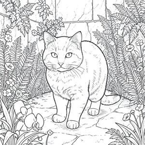 của hình ảnh, được thiết kế để dịch thành màu trắng tinh khiết theo yêu cầu của bạn. Tôi sẽ tập trung vào việc tạo ra một cảnh chi tiết, hấp dẫn với một con mèo, nhấn mạnh tính chân thực và khắc nghiệt. Mô tả hình ảnh: Hình ảnh là một hình minh họa một bảng chi tiết tỉ mỉ tập trung vào một sàn có kết cấu nhẹ. Sàn nhà là một , phong phú, gần giống như obsidian, với các biến thể tinh tế trong tông màu để gợi ý một bề mặt hơi mòn. Sàn nhà hơi góc cạnh, tạo cảm giác có chiều sâu. Con mèo: Con mèo được đặt trong một tư thế hơi năng động, gần như đĩnh đạc. Đó là một loài lông ngắn nội địa lớn, cỡ trung bình, dài khoảng 8 inch. Bộ lông của nó dày đặc, lông ngắn , với kết cấu tinh tế, hơi mượt như nhung. Bộ lông được hiển thị với mức độ chi tiết cao, thể hiện các sợi riêng lẻ và sự thay đổi tinh tế về bóng râm. Đầu mèo hơi nghiêng, hơi nhìn về phía người xem. Đôi mắt của nó có màu sắc xuyên thấu, thông minh, tập trung hơi lệch tâm. Mũi là một , hơi nhăn nheo . Miệng há ra một cách tinh tế, để lộ một nụ cười nhẹ, gần như không thể nhận thấy. Có một đường cong nhẹ, tinh tế ở tai. Bối cảnh: Bối cảnh là một vườn bách thảo trong nhà siêu thực, cực kỳ chi tiết. Đó là một không gian rộng lớn, hơi mọc um tùm. Các bức tường được xây dựng bằng đá, gần như mờ, với các vết nứt và khuyết điểm tinh tế. Đá có kết cấu trông giống như vữa cũ. Các bức tường được bao phủ bởi một sự sắp xếp dày đặc của những cây dương xỉ thu nhỏ, tươi tốt - nhiều sắc thái khác nhau của , từ đến , được đóng gói dày đặc. Có những mảng màu nhỏ - hoa anh túc, hoa quên tôi và những chút nắng - nằm rải rác khắp các cây dương xỉ. Một bông lan trắng duy nhất, hơi rủ xuống, nằm ở góc dưới bên trái, cánh hoa của nó hơi mở ra. Hậu cảnh được lấp đầy bởi một hiệu ứng hơi mờ, ấn tượng, tạo cảm giác chiều sâu và khoảng cách. Nguồn phát ra từ phía trên và hơi sang trái, tạo ra ánh sáng định hướng tinh tế. Làm nổi bật kết cấu của đá và dương xỉ. Chi tiết & Bầu không khí: * Sàn nhà được bao phủ bởi một lớp bụi rất mịn, gần như không thể nhận thấy - làm tăng thêm cảm giác tổng thể về tuổi tác và lịch sử.  * Mềm mại và khuếch tán, tạo ra các điểm nổi bật và bóng tối tinh tế. Nó nhấn mạnh kết cấu của đá và dương xỉ.  * Chủ yếu và , với màu sắc nổi bật từ thực vật.  * Con mèo là tâm điểm trung tâm, thu hút ánh nhìn của người xem. Nền cung cấp bối cảnh và chiều sâu, tạo cảm giác về một không gian yên tĩnh, hơi mọc um tùm.  * Hoàn toàn không áp dụng bóng râm. Ấn tượng tổng thể: Ảnh sẽ gợi lên cảm giác yên tĩnh, vẻ đẹp tinh tế và một bầu không khí hơi u sầu, vượt thời gian. Đó là một khung cảnh cô lập thanh bình, xoay quanh một con mèo thanh lịch.

---

Tôi đã tập trung vào việc tạo ra trải nghiệm hình ảnh vừa ấn tượng về mặt kỹ thuật vừa gợi lên cảm xúc, đồng thời tuân thủ nghiêm ngặt các ràng buộc của lời nhắc. Tôi hy vọng mô tả chi tiết này cung cấp một nền tảng vững chắc cho một hình minh họa thực sự hấp dẫn và màu trắng. Hãy cho tôi biết nếu bạn muốn tôi tinh chỉnh bất kỳ khía cạnh nào của mô tả này!, trang màu, nghệ thuật đường nét, nền trắng