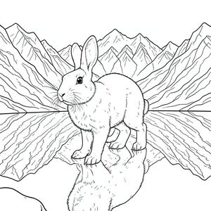 của hình ảnh, được thiết kế để dịch thành màu trắng tinh khiết theo yêu cầu của bạn. Tôi đã tập trung vào việc tạo ra một cảnh chi tiết, hấp dẫn với một con vật duy nhất, rõ ràng, ưu tiên chủ nghĩa hiện thực và cảm giác rộng lớn. Mô tả hình ảnh: Ảnh là một góc rộng, phối cảnh hơi nghiêng, nhìn lên trên về phía một dãy núi phủ tuyết. Tiền cảnh bị chi phối bởi một hồ nước tĩnh lặng, cực kỳ chi tiết phản chiếu các đỉnh núi. Hồ có màu , , gần giống như obsidian, với những gợn sóng tinh tế gợi ý một làn gió nhẹ. Các hình ảnh phản chiếu cực kỳ rõ ràng, cho thấy kết cấu lởm chởm, nhiều lớp của các mặt đá.

Ở trung tâm, nằm hơi lệch tâm, là một con thỏ Bắc Cực lớn, trắng như tuyết. Nó hơi hướng về bên trái, với đầu quay về phía người xem. Thỏ rừng có kích thước bằng một lớn, nhưng có đầu to tương xứng, hơi dẹt. Bộ lông của nó dày, màu trắng dày, có kết cấu gần như nhung. Bộ lông hơi xù lông, tạo cảm giác chuyển động. Đôi mắt của nó nhỏ, và tập trung mạnh mẽ, xuất hiện gần như . Chân của thỏ rừng dài và mảnh mai, kết thúc bằng bàn chân lớn, trắng với móng vuốt hơi cong tinh tế. Bàn chân được đặt hơi nghiêng, như thể đang ở tư thế thận trọng.

Hậu cảnh là phong cảnh núi cao được kết xuất tỉ mỉ. Các đỉnh núi là một loạt các sắc thái khác nhau của và, với các kẽ hở và rặng núi. Đá là một , gần như , với các biến thể tinh tế về kết cấu. Một vài mảng tuyết nhỏ, gần như , nằm rải rác trên các đỉnh núi, làm tăng thêm độ sâu. Mặt hồ hoàn toàn mịn màng, phản chiếu bầu trời và các đỉnh núi. Không có gợn sóng hoặc sóng.

Thành phần tổng thể được cân bằng cẩn thận, với thỏ đóng vai trò là tâm điểm. Sự tương phản rõ rệt giữa thỏ trắng và nền có kết cấu tạo ra cảm giác cô lập và hùng vĩ. Việc thiếu bóng và màu sắc tạo cảm giác vượt thời gian và quy mô khổng lồ. Không gian âm: Hình ảnh được lấp đầy bởi một lượng không gian trắng đáng kể, cho phép mắt người xem đi lang thang qua cảnh. Các yếu tố chính cần nhấn mạnh: * Bộ lông, đá và tuyết đều được hiển thị với độ chi tiết cực kỳ cao để tạo cảm giác chân thực, xúc giác.  * Sự phản chiếu trong hồ tạo ra những điểm nổi bật và bóng tối tinh tế xác định hình dạng của thỏ rừng.  * Con thỏ được thể hiện như một nhân vật lớn, hùng vĩ trong phong cảnh, nhấn mạnh sự hiện diện của nó.

---

Tôi đã tập trung vào việc tạo ra một cảnh có cơ sở và đáng tin cậy, ưu tiên chi tiết và bầu không khí. Tôi cũng đã tránh bất kỳ yếu tố nào có thể đi chệch khỏi các yêu cầu nghiêm ngặt của lời nhắc. Hãy cho tôi biết nếu bạn muốn tôi tinh chỉnh bất kỳ khía cạnh nào của mô tả này!, trang màu, nghệ thuật đường nét, nền trắng