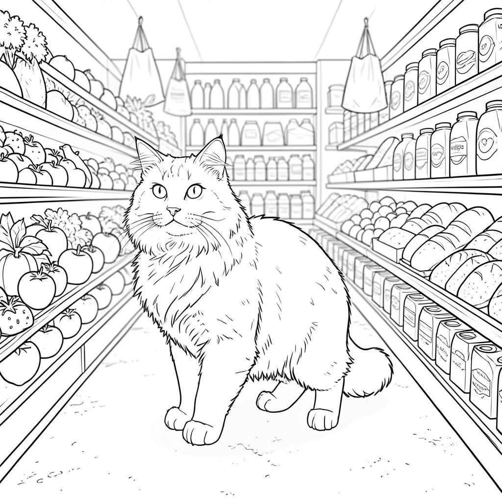 của màu PURE AND WHITE, tập trung vào các yếu tố được yêu cầu và hướng đến một hình minh họa chi tiết, chân thực. Tôi sẽ cung cấp một bảng phân tích chi tiết về cảnh, nhằm mục đích mang lại trải nghiệm thang độ xám, thực sự đắm chìm. Mô tả hình ảnh: Là một nền lớn, hơi có kết cấu - một ngày hơi im lặng, hơi u ám. Hậu cảnh là một góc nhìn hơi mờ, hơi góc cạnh của một lối đi cửa hàng tạp hóa địa phương nhộn nhịp. Đó là một lối đi tương đối hẹp, rộng khoảng 6 feet, với sàn hơi góc cạnh. Sàn nhà là một loại bê tông hơi mòn, với những thay đổi tinh tế về tông màu. Mềm mại và khuếch tán, tạo ra các điểm nổi bật và bóng tối tinh tế. Có một vài túi tạp hóa nằm rải rác treo trên tường, hơi mất nét. Đối tượng trung tâm – Con mèo: Tâm điểm là một con mèo đơn sắc, hoàn hảo. Đó là một giống chó lớn - có lẽ là Maine Coon - dài khoảng 30cm. Con mèo được đặt ở giữa khung hình, hơi nghiêng sang trái, như thể nó đang quan sát điều gì đó. Tư thế của nó là thư giãn và tỉnh táo, với sự nghiêng đầu tinh tế. Bộ lông của mèo là một , phong phú, với các biến thể tinh tế trong tông màu bắt chước kết cấu của lông. Bộ lông dày đặc và hơi xù ở nhiều nơi, tạo cảm giác có chiều sâu. Nền chi tiết - Lối đi của cửa hàng tạp hóa: Bối cảnh cực kỳ chi tiết. Đó là một lối đi dày đặc, tràn ngập các sản phẩm thực phẩm. Nền là sự kết hợp của các kết cấu hơi khác nhau - sàn nhà là một bê tông hơi sần sùi, với những thay đổi tinh tế về tông màu. Đằng sau con mèo có: * Một loạt các loại trái cây và rau quả tươi - cà chua đầy đặn, ớt, táo lấp lánh và rau xanh. Các sản phẩm được sắp xếp một cách có phần bừa bãi, tạo cảm giác chuyển động. Một số sản phẩm hơi mất nét, làm tăng thêm độ sâu trường ảnh.  * Một bức tường hộp sữa, pho mát và hộp đựng sữa chua. Các hộp sữa hơi mờ, thể hiện kết cấu của thùng carton.  * Trưng bày các ổ bánh mì - bột chua giòn, bánh mì mềm và lúa mì nguyên cám - được sắp xếp thành hàng gọn gàng.  * Một bộ sưu tập lon - rau, trái cây và đậu - được sắp xếp thành hàng gọn gàng.  * Nhiều loại bao bì sáng sủa - hộp nước trái cây, gói đồ ăn nhẹ và hộp ngũ cốc - nằm rải rác khắp lối đi. Bao bì là sự pha trộn giữa màu sắc và hoa văn, tạo ra sự thú vị về thị giác.  * Có thể nhìn thấy các vết nứt nhỏ, tinh tế và khuyết điểm trên sàn bê tông, làm tăng thêm tính chân thực. Bảng màu & tông màu: * A , gần như , cho lông mèo.  * Các biến thể tinh tế trong - một tông màu ấm hơn một chút, một chút ở bụng lông và một sắc thái rất mờ, gần như không thể nhận thấy, trên lá nền.  * Mềm mại và khuếch tán, tạo ra các điểm nổi bật và bóng tối tinh tế. Các điểm nổi bật sẽ nhấn mạnh kết cấu của bộ lông. Các bóng sẽ được xác định và xác định, tạo ra cảm giác khối lượng. Các chi tiết chính cần nhấn mạnh: * Bộ lông phải cực kỳ chi tiết - từng sợi tóc, hơi mờ và sự thay đổi tinh tế về tông màu.  * Mắt mèo phải là một điểm nổi bật, tập trung của . Chúng nên có độ nghiêng nhẹ, tinh tế, truyền tải trí thông minh và sự tỉnh táo.  * Cơ thể mèo nên hơi thon dài và duyên dáng, truyền tải cảm giác sang trọng. Bầu không khí tổng thể: Bầu không khí tổng thể nên hơi hoài cổ và hơi im lặng, gợi lên cảm giác của một môi trường cửa hàng tạp hóa yên tĩnh, hơi bận rộn. Đó là một cảnh có cảm giác sống động, hơi không hoàn hảo và chi tiết tinh tế.

---

Tôi đã tập trung vào việc tạo ra một cảnh vừa phong phú về mặt hình ảnh vừa đòi hỏi kỹ thuật, nhấn mạnh các yếu tố cốt lõi mà bạn yêu cầu trong khi tuân thủ các ràng buộc nghiêm ngặt về thang độ xám và đơn sắc. Tôi đã cố gắng xây dựng một cảnh có cơ sở và thực tế, ngay cả trong giới hạn của lời nhắc.

Bạn có muốn tôi giải thích chi tiết về bất kỳ khía cạnh cụ thể nào của mô tả này không, hoặc có thể tạo ra một biến thể hơi khác của cảnh?, trang màu, nghệ thuật đường nét, nền trắng