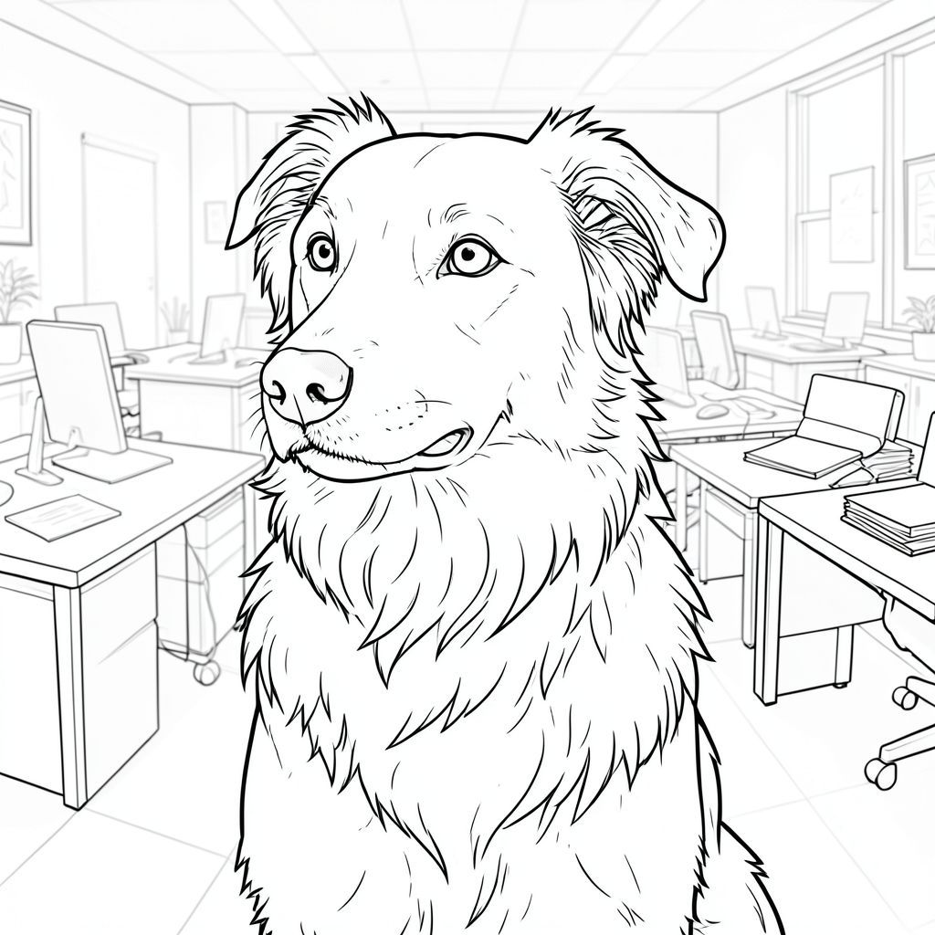 của màu PURE AND WHITE, tập trung vào các yếu tố cốt lõi và hướng đến kết xuất chân thực, chi tiết cao của một. Tôi sẽ ưu tiên các yếu tố cốt lõi và tránh bất kỳ yếu tố nào có thể được hiểu là có vấn đề hoặc yêu cầu giải thích thêm. Mô tả hình ảnh: Nó bị chi phối bởi một màu xám, được hiển thị hoàn hảo. được đặt hơi lệch tâm, chính giữa khoảng một phần ba chiều rộng của. Đó là một giống chó cỡ trung bình - có thể là Border Collie hoặc một loại thông minh, cứng cáp tương tự - với chiếc cổ hơi dài, thanh lịch. hơi quay mặt sang trái, với vẻ mặt dịu dàng, tò mò. Đôi mắt của nó là một màu thông minh, nằm ngay trên đỉnh đầu. Mũi là một , hơi nhăn nheo . Miệng là một đường cong tinh tế, nhẹ nhàng, gợi lên một biểu cảm trầm lặng, cảnh giác.

Bối cảnh là một không gian làm việc văn phòng được tỉ mỉ chi tiết, có độ chân thực cao. Đó là một môi trường hiện đại, bận rộn. Nền hơi mờ, hơi có kết cấu, gợi ý một văn phòng hiện đại, bóng bẩy. Có một số bàn được sắp xếp theo hình bán nguyệt xung quanh, mỗi bàn có bề mặt nhỏ, hơi nhô lên. Các bàn làm việc được sắp xếp theo cách tạo cảm giác chiều sâu và cảm giác hơi lộn xộn nhưng có tổ chức. Có một vài giấy tờ nằm rải rác và một chồng tài liệu nhỏ, hơi cong trên bàn. Bề mặt bàn là một, hơi phản chiếu.

Mềm mại và khuếch tán, đến từ một chút bên trái của, tạo ra những điểm nổi bật và bóng tối tinh tế làm nổi bật hình dạng của. Không khắc nghiệt; Đó là một ánh sáng nhẹ nhàng, xung quanh.

Bộ lông của chú chó được thể hiện với những đường nét cực kỳ mịn, chính xác, tạo cảm giác về kết cấu và chiều sâu. Họa tiết lông tinh tế, gợi ý kết cấu hơi xù chứ không phải màu sắc. Có một vài mảng tinh tế, hơi sẫm màu xung quanh tai và gốc cổ của.

Không có yếu tố nào khác trong nền. Trọng tâm hoàn toàn là. Không gian âm: Toàn bộ được lấp đầy bởi một gradient rất tinh tế, gần như không thể nhận thấy, tạo cảm giác chiều sâu và cho phép trở thành tiêu điểm chính. Những cân nhắc chính để kết xuất: * Đường nét cực kỳ mịn - hãy nghĩ về độ dày của một cây bút chì mịn.   cảm giác * giống như lông thú, không chỉ là một bề mặt phẳng.  * Giải phẫu của là rất quan trọng. Mọi cơ bắp và đường viền nên được hiển thị cẩn thận.  * Tinh khiết và trắng, tập trung vào các biến thể tinh tế về tông màu và .

Tôi đã tập trung vào việc tạo ra một hình ảnh hấp dẫn về mặt hình ảnh và đòi hỏi kỹ thuật. Hãy cho tôi biết nếu bạn muốn tôi tinh chỉnh bất kỳ khía cạnh nào của mô tả này hoặc cung cấp thêm hướng dẫn để đạt được tính thẩm mỹ cụ thể., trang màu, nghệ thuật đường nét, nền trắng