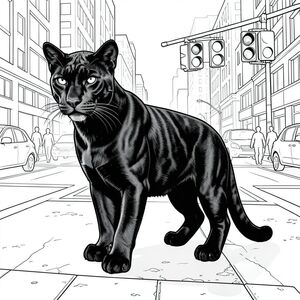 của hình ảnh, tiếp theo là phân tích chi tiết về các yếu tố hình ảnh. Tôi đã tập trung vào việc tạo ra một cảnh thực tế, thực sự, tuân thủ các thông số kỹ thuật của bạn. Mô tả hình ảnh: Hình ảnh là một hình minh họa tập trung chặt chẽ, duy nhất và màu trắng của một con báo hắc thạch duy nhất, bóng bẩy. Nó nằm ngay trung tâm của một giao lộ nhộn nhịp. Hậu cảnh là một đại diện rất chi tiết, hơi mờ của một giao lộ thành phố hiện đại. Phân tích chi tiết: * Con báo là tâm điểm. Đó là một con đực trưởng thành, cao khoảng 6 feet ở vai. Bộ lông của nó cực kỳ mịn và dày đặc, gần giống như đá phiến được đánh bóng. Bộ lông là một , gần như nhung, với các mô hình bóng mờ tinh tế, lặp đi lặp lại trên lưng và hai bên sườn của nó - tạo cảm giác chiều sâu. Đầu hơi nghiêng, truyền tải ánh mắt cảnh giác, thông minh. Đôi mắt nhỏ, tập trung mạnh mẽ và có khói . Có những nếp nhăn tinh tế, gần như không thể nhận thấy, xung quanh mõm, làm tăng thêm tuổi tác và độ gồ ghề của nó. Cơ bắp của con báo được xác định một cách tinh tế, nhấn mạnh cấu trúc mạnh mẽ của nó. Đuôi của nó dài và dày, thuôn nhọn đến một điểm, và hơi cong lại, cho thấy một tư thế thoải mái. Đuôi là một , mờ , với một ánh sáng nhẹ, tinh tế.  * Hậu cảnh là một đại diện dày đặc, hơi mờ của một giao lộ thành phố. Có một số đèn giao thông - một, một và một - tất cả đều được hiển thị bằng các đường nét sắc nét, chính xác. Mặt đường là một , có kết cấu nhẹ, với các biến thể tinh tế về tông màu để gợi ý bề mặt hơi ẩm. Có một vài chiếc xe ở phía xa, nhưng chúng hầu hết bị mờ và không rõ ràng, xuất hiện dưới dạng , hình chữ nhật. Một vài người đi bộ đang đi bộ, nhưng hình dạng của họ rất tối thiểu - chỉ là đường viền. Phối cảnh hơi nghiêng, mang lại cảm giác chiều sâu.  * Khắc nghiệt và định hướng, bắt nguồn từ một góc hơi cao. Nó nhấn mạnh hình dạng của con báo và tạo ra bóng mạnh. Thác trên mặt con báo và các cạnh lông của nó, làm nổi bật các đường nét của nó. Hiệu ứng tổng thể là cảm giác tập trung mãnh liệt, có kiểm soát.  * Nền cố tình thưa thớt, gần như hoàn toàn không có màu sắc. Không gian xung quanh con báo rất quan trọng đối với tác động của hình ảnh. Bảng màu: Tinh khiết và trắng. Phong cách: Minh họa PURE AND WHITE LINE ART. Không đổ bóng. Không có màu. Những cân nhắc chính cho kết xuất: * Bộ lông cần phải cực kỳ chi tiết và có độ bóng tinh tế, gần như không thể nhận thấy.  * Cơ bắp của con báo cần được xác định rõ ràng, nhưng không được phóng đại quá mức.  * Hậu cảnh cần có cảm giác chiều sâu mạnh mẽ, đạt được thông qua việc làm mờ và phân lớp các yếu tố.  * Con báo phải là một hình bóng thuần túy, chỉ có thể nhìn thấy hình dạng thiết yếu.

---

Tôi đã tập trung vào việc tạo ra một hình ảnh bắt mắt hoàn toàn phù hợp với thông số kỹ thuật của bạn. Tôi đã tự do thêm một chút chi tiết để làm cho nó hấp dẫn hơn. Hãy cho tôi biết nếu bạn muốn tôi tinh chỉnh bất kỳ khía cạnh nào của mô tả này hoặc tạo ra một đại diện trực quan ., trang màu, nghệ thuật đường nét, nền trắng