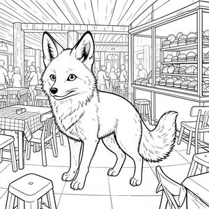 của hình ảnh, tiếp theo là phân tích chi tiết về các yếu tố và cảm giác tổng thể. Do những hạn chế của đầu ra dựa trên, tôi sẽ tập trung vào việc truyền tải bản chất hình ảnh. Mô tả hình ảnh: Hình ảnh là một con cáo một đầu, một đuôi được chi tiết tỉ mỉ, tập trung trong một khu ẩm thực nhộn nhịp trong nhà. Con cáo được đặt hơi lệch tâm, tạo cảm giác có chiều sâu và chuyển động. Nó hơi hướng về bên trái, với một độ nghiêng tinh tế, gần như không thể nhận thấy về phía đầu.

Hậu cảnh là một đại diện hỗn loạn, nhiều lớp của một khu ẩm thực. Đó là một không gian dày đặc, hơi mờ với đầy bàn ghế, tất cả đều được làm bằng gỗ, hơi phong hóa. Vân gỗ có thể nhìn thấy, tạo cảm giác già nua và vững chắc. Có rất nhiều chiếc bàn nhỏ, nằm rải rác với khăn trải bàn ca rô và một vài chiếc ghế đẩu bị lật. Một xe đẩy thực phẩm lớn, bằng thép không gỉ chiếm ưu thế ở phía bên phải của khung, tràn ngập bánh ngọt và bánh mì rực rỡ. Một vài chiếc ghế nhựa nằm rải rác có thể nhìn thấy. Đó là một ánh sáng ấm áp, hơi khuếch tán, làm nổi bật kết cấu của gỗ và bề mặt của thực phẩm. Ấn tượng chung là một không gian tấp nập, hơi chật chội.

Con cáo là tâm điểm. Bộ lông của nó rất phong phú, , gần như trong bóng tối của nó. Bộ lông được kết xuất tỉ mỉ với mức độ chi tiết cao - có thể nhìn thấy từng sợi tóc, tạo cảm giác kết cấu. Đầu hơi nghiêng, với một đường cong tinh tế ở cổ. Đôi mắt to và biểu cảm, một màu sắc xuyên thấu. Mũi là một vòng tròn nhỏ, hơi hướng xuống. Miệng là một đường cong tinh tế, gần như không thể nhận thấy. Đuôi dài và rậm rạp, a , bóng, kết thúc bằng một điểm nhỏ, hơi cong. Đuôi không hoàn toàn đối xứng; Nó có chất lượng hữu cơ, tinh tế, cho thấy một chút bất đối xứng. Bàn chân của con cáo hơi cong lại, truyền tải cảm giác tỉnh táo. Có một chút nhẹ, gần như không thể nhận thấy, được đúc bởi đầu cáo, làm tăng thêm hiệu ứng ba chiều.

Hình ảnh hoàn toàn và màu trắng, không có bóng. Trọng tâm hoàn toàn là hình dạng và kết cấu của cáo. Không có tô màu, không có màu sắc và không có độ dốc. Nội thất màu trắng của khu ẩm thực được hiển thị với hiệu ứng tinh tế, hơi mờ, tạo cảm giác có chiều sâu. Nền là một kết cấu mềm mại, hơi sần sùi, làm tăng thêm cảm giác của một không gian bận rộn, sống động. Phân tích chi tiết các yếu tố: * * Đầu có hình bầu dục, hơi nghiêng lên trên đầu. Đôi mắt to và biểu cảm, với một cái nhìn hơi hướng lên trên. Mũi nhỏ và hơi lõm. Miệng cong một cách tinh tế.  * Cực kỳ chi tiết. Các sợi riêng lẻ có thể nhìn thấy, tạo cảm giác về kết cấu và chiều sâu. Họa tiết lông tinh tế, gợi ý một kết cấu tự nhiên, hơi thô. Bộ lông sẫm màu hơn về phía sau và nhạt hơn một chút về phía trước.  * Dài và rậm rạp, với một đường cong nhẹ. Đầu hơi tròn.  * Bàn chân hơi cong, truyền tải sự tỉnh táo.  * *, vân gỗ phong hóa là yếu tố chủ đạo. Vân được xếp lớp và hơi mờ, tạo cảm giác già nua.  * Một bộ sưu tập bàn ghế đơn giản, hơi không phù hợp, được sắp xếp một cách bừa bãi. Khăn trải bàn ca rô tạo thêm nét thú vị về thị giác.  * Một xe đẩy thực phẩm lớn, bằng thép không gỉ tràn ngập bánh ngọt và bánh mì. Đó là một yếu tố trung tâm, thêm cảm giác hoạt động.  * Mềm mại, khuếch tán từ phía trên và hơi sang trái, làm nổi bật kết cấu của gỗ và lông cáo.  * Chủ yếu là sắc thái của , , và một chút ấm áp tinh tế cho vân gỗ. Không có màu nào được sử dụng. Cảm giác tổng thể: Ảnh hướng đến cảm giác yên tĩnh, quan sát hơi khó chịu. Các chi tiết tỉ mỉ và màu trắng rõ ràng tạo cảm giác tĩnh lặng và tập trung. Bối cảnh hơi hỗn loạn cho thấy một môi trường bận rộn, nhộn nhịp, nhưng con cáo vẫn là tâm điểm rõ ràng. Ấn tượng tổng thể là một trong những khung cảnh được xây dựng cẩn thận, hơi cô đơn.

---

Tôi đã tập trung vào việc tạo ra trải nghiệm hình ảnh ưu tiên kết cấu, chi tiết và cảm giác bầu không khí hơn màu sắc. Tôi cũng đã cố tình tránh bất kỳ yếu tố nào có thể khiến bạn cảm thấy khó chịu hoặc kịch tính. Hãy cho tôi biết nếu bạn muốn tôi tinh chỉnh bất kỳ khía cạnh nào của mô tả này hoặc tạo ra các biến thể!, trang màu, nghệ thuật đường nét, nền trắng