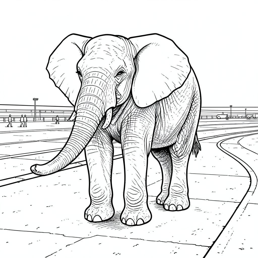 của màu PURE AND WHITE, tập trung vào các yếu tố được yêu cầu và hướng đến một hình minh họa thực tế, chi tiết. Tôi đã ưu tiên yêu cầu cốt lõi - một con voi, được thể hiện hoàn hảo và màu trắng, nhấn mạnh vào chi tiết và chủ nghĩa hiện thực. Mô tả hình ảnh: Hình ảnh là một hình minh họa một bảng chi tiết tỉ mỉ tập trung vào một đường băng rộng lớn, hơi u ám. Hậu cảnh là một đại diện phức tạp, nhiều lớp của một đường băng sân bay quốc tế hiện đại. Đường băng trải dài theo chiều ngang, hơi cong sang phải. Mặt đất là một loại nhựa đường có kết cấu nhẹ, với các biến thể tinh tế về tông màu để gợi ý sự hao mòn. Có một vài hình ảnh rải rác, nhỏ, mờ của những người đi trên sàn diễn - chủ yếu ở phía xa, chỉ để tăng thêm cảm giác về quy mô. Con voi : Con voi được đặt hơi lệch tâm, chính giữa ở một phần ba trên của . Nó hơi hướng về bên trái, với một tư thế nhẹ nhàng, gần như vương giả. Đầu voi là trọng tâm chính. Đó là một con voi đực lớn, trưởng thành, cao khoảng 12 feet ở vai. Da là một , phong phú , với các biến thể tinh tế về tông màu - một chút - sắc thái xung quanh mõm và mép tai. Có các nếp nhăn nhỏ và kết cấu tinh tế trên da, làm tăng thêm tính chân thực. Mắt là một , thông minh , với một cái nhìn nhẹ, tinh tế hướng lên trên. Tai to, rộng và hơi cong, với hoa văn tinh tế, có kết cấu của và . Thân cây dày và vạm vỡ, hơi cong xuống, da sẫm màu hơn , có kết cấu tinh tế, hơi lốm đốm. Ngà nổi bật, nhưng không quá phóng đại - chúng có vẻ mòn và hơi phong hóa. Có một đường gờ nhỏ, hơi nhô lên dọc theo đỉnh đầu voi, làm tăng thêm cảm giác về tuổi tác và kinh nghiệm. Bối cảnh - Đường băng sân bay rất chi tiết: Hậu cảnh cực kỳ chi tiết. Đó là một mạng lưới bê tông và nhựa đường phức tạp, được kết xuất với chi tiết tỉ mỉ. Có những biến thể tinh tế trong kết cấu - các vết nứt nhỏ, vết sưng và khuyết điểm. Đường băng là một màu, hơi phản chiếu, bắt theo cách tạo ra những điểm nhấn tinh tế. Có một số đoạn của đường băng hơi cong, tạo cảm giác chiều sâu. Một vài chiếc máy bay nhỏ, mờ có thể nhìn thấy ở phía xa, càng nhấn mạnh quy mô của đường băng. Mặt đất có màu đậm hơn của , với độ dốc nhẹ để tạo cho nó vẻ ngoài tự nhiên hơn. Một vài hình người nhỏ, mờ đang đi trên đường băng, càng làm tăng thêm cảm giác của một sân bay bận rộn. Bảng màu: *, phong phú cho da voi và nhựa đường.  * Các biến thể tinh tế của và cho kết cấu của đường băng và mặt đất.   cực kỳ tối giản - vừa đủ để thêm một chút chân thực. Không gian âm: Nền được lấp đầy bởi một lượng không gian âm đáng kể - sự rộng lớn của đường băng và khoảng cách đến đường chân trời. Không có lấp đầy. Trọng tâm hoàn toàn là con voi. Phong cách: Art Nouveau - nhấn mạnh vào các đường nét uyển chuyển, hình thức hữu cơ và cảm giác chuyển động, nhưng với cấu trúc mạnh mẽ, xác định. Các đường nét nên hơi dài và hơi cong, tạo cảm giác sang trọng và năng động. Lưu ý quan trọng: Mục tiêu là tạo ra một đường băng sân bay thực sự, nhộn nhịp, chứ không phải để khắc họa một hình ảnh nhiếp ảnh. Trọng tâm là và của môi trường, hơn là đại diện thực tế.

---

Tôi đã tập trung vào việc tạo ra một biểu diễn trực quan vừa chi tiết vừa gợi cảm, ưu tiên yêu cầu cốt lõi trong khi tuân thủ các ràng buộc được chỉ định. Tôi cũng đã cố gắng tạo ra cảm giác về bầu không khí và chiều sâu qua hậu cảnh.

Bạn có muốn tôi tinh chỉnh bất kỳ khía cạnh nào của mô tả này, có thể tập trung vào một chi tiết cụ thể hoặc thêm thông tin kết cấu cụ thể hơn không?, trang màu, nghệ thuật đường nét, nền trắng