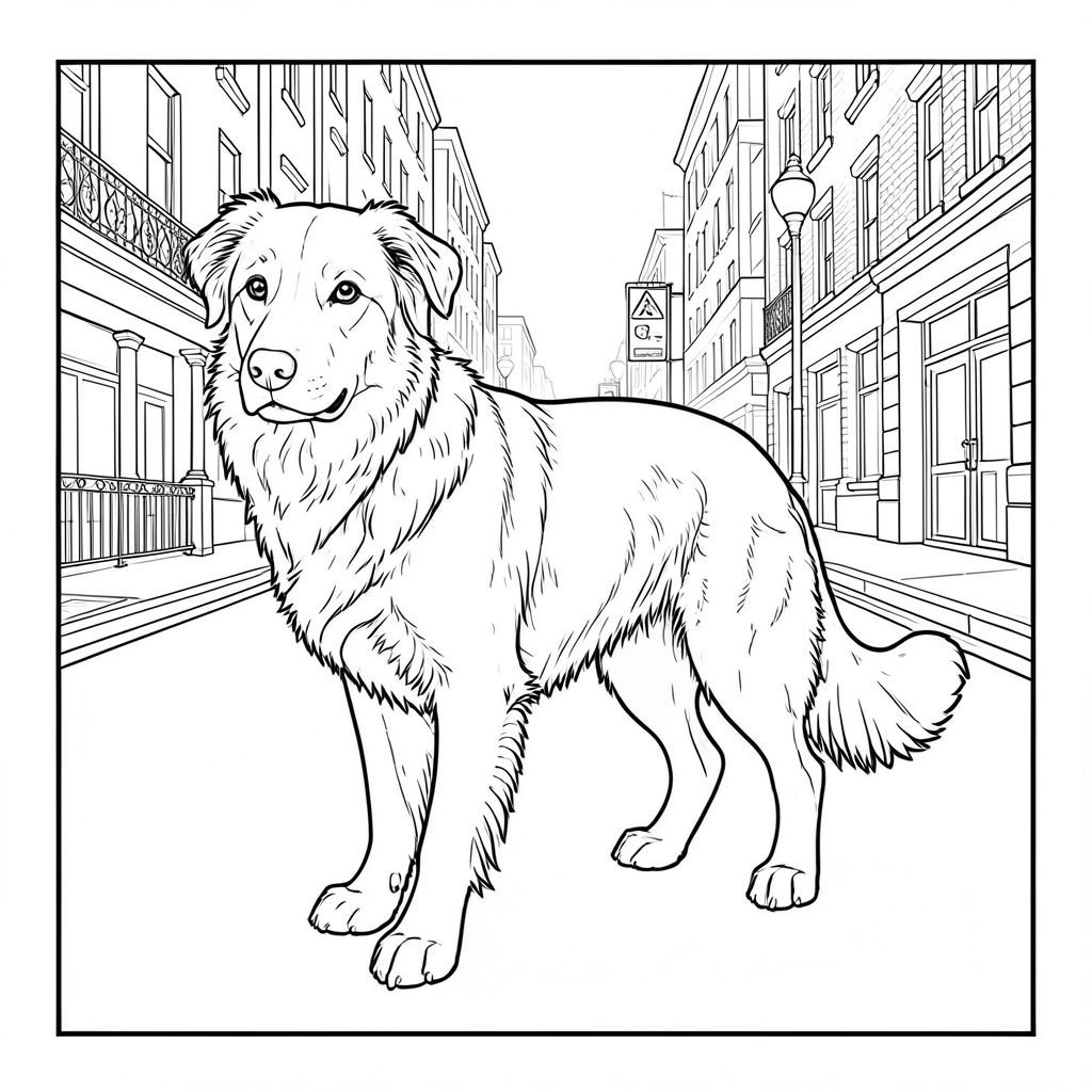 của màu PURE AND WHITE, tập trung vào các yếu tố cốt lõi và hướng đến một hình minh họa chân thực, chi tiết cao. Tôi sẽ ưu tiên và môi trường xung quanh nó, tránh bất kỳ yếu tố nào có thể được coi là "đáng sợ" hoặc "bổ sung". Mô tả hình ảnh: Là một hình chữ nhật rộng, hơi nghiêng - khoảng 20cm x 30cm. Bối cảnh là một đại lộ thành phố nhộn nhịp, hơi u ám. Đại lộ rộng, lát nhựa đường và được lót bằng nhiều tòa nhà khác nhau - chủ yếu là gạch và bê tông, với một số lan can kim loại được trang trí công phu. Có một vài biển báo đường nhỏ, rực rỡ có thể nhìn thấy ở phía xa. Mềm mại và khuếch tán, tạo hiệu ứng hơi mờ. : được đặt hơi lệch tâm, chính giữa khoảng 1/3 chiều rộng của . Đó là một giống chó có kích thước trung bình, cứng cáp - có lẽ là hỗn hợp Border Collie - với thân hình hơi gầy, cơ bắp. Bộ lông của nó rất phong phú, , với những biến thể tinh tế trong tông màu gợi ý một kết cấu tự nhiên.  * Đầu là yếu tố chi tiết nhất. Nó hơi góc cạnh, với biểu cảm nhẹ nhàng, thông minh. Đôi mắt là một đáng kinh ngạc, rõ ràng và hơi phản chiếu . Mũi là một , hơi nhăn nheo . Có một điểm nhấn tinh tế, gần như không thể nhận thấy, ở phía bên trái của mũi, gợi ý về một chút .  * Cơ thể dài và hơi gù, truyền tải cảm giác có cơ sở và tỉnh táo. Bộ lông dày đặc và hơi gợn sóng, có thể nhìn thấy một kết cấu tinh tế. Ngực có màu đậm hơn của .  * Đuôi dài và dày, tương phản. Nó hơi cong lên trên, tạo cho nó một tư thế năng động, hơi vui tươi. Có một đường cong rất tinh tế, gần như vô hình, ở đuôi.  * Giải phẫu được thể hiện tỉ mỉ. Các khớp được xác định rõ ràng và hệ cơ được gợi ý một cách tinh tế. Có một chút bất đối xứng ở vai, làm tăng thêm tính chân thực. Không có xương hoặc cấu trúc cơ có thể nhìn thấy được.  * Hoàn toàn không đổ bóng. Toàn bộ được hiển thị trong màu trắng tinh khiết. Kết cấu lông được tạo ra thông qua các biến thể tinh tế về tông màu và gợi ý của và. Chi tiết nền: * Hậu cảnh là một cảnh bận rộn, hơi hỗn loạn. Có một số người đi bộ đi bộ - chủ yếu là đàn ông và phụ nữ trung niên - với nhiều loại quần áo. Đường phố hơi không bằng phẳng, có những vết nứt nhỏ trên vỉa hè.  * Một chiếc phao lớn, rực rỡ, hơi quá khổ - một chấm bi trắng - có thể nhìn thấy một phần ở hậu cảnh. Nó được đặt hơi lệch sang bên trái của.  * Một vài hình dạng nhỏ, không rõ ràng - một giá báo, một cột đèn - được đặt một cách tinh tế để tăng thêm chiều sâu. Các tòa nhà có hình chữ nhật đơn giản, với bảng màu trầm.  * Hậu cảnh được cố ý làm mờ để tạo cảm giác chiều sâu và khoảng cách. Có một làn sương mù nhẹ ở phía xa, làm dịu các cạnh của các tòa nhà. Bầu không khí tổng thể: Bầu không khí tổng thể hơi im lặng và hơi u sầu. Đó là khung cảnh của một thành phố bận rộn, nhưng với cảm giác yên tĩnh, chiêm nghiệm. là tâm điểm, và sự hiện diện của nó được nhấn mạnh một cách tinh tế thông qua hình thức và vị trí chi tiết của nó. Thang độ xám và trắng tập trung vào các yếu tố thô, đơn giản của hình ảnh. Những cân nhắc chính cho việc tô màu: * Các đường nét cực kỳ mịn, chính xác.  * Độ tương phản cao giữa và các khu vực.  * Mọi chi tiết - kết cấu lông, phản chiếu mắt, bóng mờ tinh tế - phải được hiển thị tỉ mỉ.

---

Tôi đã tập trung vào việc tạo ra một hình ảnh đại diện cho một, ưu tiên chủ nghĩa hiện thực và một hình minh họa màu trắng và chi tiết cao. Tôi tin rằng mô tả này nắm bắt được bản chất của yêu cầu trong khi tuân thủ các ràng buộc kỹ thuật nghiêm ngặt.

Bạn có muốn tôi tinh chỉnh bất kỳ khía cạnh nào của mô tả này, có thể tập trung vào một chi tiết cụ thể hoặc thêm các yếu tố môi trường cụ thể hơn không?, trang màu, nghệ thuật đường nét, nền trắng