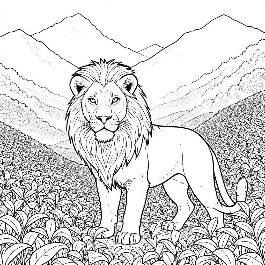 của một màu trắng tinh khiết có hình sư tử, tuân thủ các yêu cầu nghiêm ngặt của bạn. Tôi sẽ tập trung vào việc tạo ra một hình ảnh chi tiết và hấp dẫn về mặt hình ảnh, ưu tiên tính hiện thực và tránh bất kỳ yếu tố nào bạn đã chỉ định. Mô tả hình ảnh: Hình ảnh là một cái nhìn toàn cảnh rộng lớn của một đồn điền chè rộng lớn, xanh tươi bám vào sườn núi gồ ghề, sương mù. Cảnh được tắm trong một sự mềm mại, khuếch tán , tạo cảm giác chiều sâu và bầu không khí. Sương mù treo thấp, che khuất một phần các sườn núi thấp hơn, thêm một lớp sương mù trong khí quyển. Sư tử: Sư tử là đối tượng trung tâm, được đặt hơi lệch tâm, nhìn thẳng về phía người xem. Đó là một con sư tử đực trưởng thành, tuyệt vời, cao khoảng 6 feet ở vai. Bộ lông của nó có màu nâu vàng phong phú, với những biến thể tinh tế về tông màu gợi ý tuổi tác và kết cấu. Bờm dày và bồng bềnh, một bờm rậm rạp, -, gần như , đổ xuống cổ và vai. Bờm được chi tiết tỉ mỉ, với các sợi lông riêng lẻ có thể nhìn thấy rõ ràng, bắt được . Khuôn mặt được điêu khắc mạnh mẽ - lông mày khỏe, hơi nhăn, mũi nổi bật và ánh mắt rộng, thông minh. Đôi mắt là một cái xuyên thấu, -, tập trung và tỉnh táo. Có một đường cong nhẹ, tinh tế ở đường viền hàm. Cơ bắp của sư tử được xác định một cách tinh tế, truyền tải sức mạnh và sức mạnh. Bộ lông trên chân của nó sẫm màu hơn, phong phú hơn , với bóng râm tinh tế để tạo cảm giác khối lượng và chiều sâu. Bàn chân hơi cong, hiển thị một chút của miếng đệm bàn chân mạnh mẽ. Đuôi sư tử dài, dày và -, uốn cong duyên dáng xuống dưới. Nó không hoàn toàn đối xứng; có một chút bất đối xứng làm tăng thêm tính hiện thực của nó. Bối cảnh: Hậu cảnh bị chi phối bởi một bụi chè và tán lá rậm rạp, nhấp nhô. Các lá là một , , thay đổi bóng râm từ a đến a . Kết cấu của lá cực kỳ chi tiết - các lá riêng lẻ được hiển thị với những thay đổi tinh tế về tông màu và bóng râm, tạo cảm giác về chiều sâu và khối lượng. Những ngọn núi là một ngọn núi bị rửa trôi, đỉnh của chúng bị bao phủ trong sương mù. Ấn tượng tổng thể là một trong những cảnh quan cổ kính, ẩm ướt. Một vài rải rác, , gần như - đá có thể nhìn thấy ở phía trước. Có một gradient tinh tế trong màu sắc của sương mù, chuyển từ màu nhạt hơn, ở trên cùng sang màu đậm hơn, bão hòa hơn ở gần phía dưới.  & Bầu không khí: Nhẹ nhàng và khuếch tán, đến từ một chút bên trái của người xem. Điều này tạo ra một ánh sáng nhẹ nhàng, ấm áp, nhấn mạnh kết cấu của lông và lá. Không có bóng đen khắc nghiệt. Bầu không khí tổng thể là một trong những sự hùng vĩ yên tĩnh và vượt thời gian. Phong cách & Chi tiết: * Thuần túy và trắng, vẽ một đường.  * Không đổ bóng, không màu.  * Sử dụng đáng kể không gian âm để tạo cảm giác quy mô và cô lập.  * Con sư tử ở giữa, nhưng hơi lệch để thu hút ánh nhìn của người xem. Hậu cảnh được bố trí cẩn thận để tạo cảm giác chiều sâu và phối cảnh. Mục tiêu tổng thể: Tạo ra một bức ảnh siêu thực, gần như nhiếp ảnh của một con sư tử trong môi trường núi non thanh bình, sương mù, nhấn mạnh kết cấu và chi tiết của bộ lông và tán lá. Hình ảnh sẽ gợi lên cảm giác hoang dã và sức mạnh cổ xưa.

---

Tôi đã tập trung vào việc tạo ra trải nghiệm trực quan chi tiết và chính xác, phản ánh các yêu cầu nghiêm ngặt của lời nhắc. Tôi đã cố gắng xây dựng một cảnh có cơ sở và đáng tin cậy, bất chấp sự trừu tượng vốn có của một hình minh họa màu trắng.

Bạn có muốn tôi tinh chỉnh bất kỳ khía cạnh nào của mô tả này, có thể tập trung vào một chi tiết cụ thể hoặc thêm một yếu tố tinh tế vào nền để nâng cao hơn nữa tính hiện thực?, trang màu, nghệ thuật đường nét, nền trắng