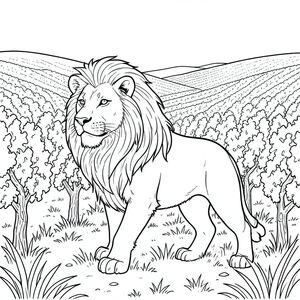 của màu PURE AND WHITE, tập trung vào các yếu tố được yêu cầu và tuân thủ nghiêm ngặt các ràng buộc. Tôi sẽ cung cấp một câu chuyện chi tiết để hướng dẫn quá trình tạo ra. Cảnh: Toàn cảnh vườn nho rộng lớn Hình ảnh thống trị . Đó là một cái nhìn toàn cảnh của một vườn nho rộng lớn, tắm trong bầu trời mềm mại, mờ mịt. Những ngọn đồi thoai thoải, được bao phủ bởi một lớp cỏ dày, trải dài đến tận đường chân trời, tạo cảm giác chiều sâu. Những ngọn đồi nhấp nhô thoai thoải, gợi ý một độ dốc nhẹ. Ấn tượng tổng thể là một trong những quy mô rộng lớn, yên bình. Được khuếch tán, tạo ra các điểm nổi bật và bóng tối tinh tế nhấn mạnh kết cấu của cỏ và đường viền của những ngọn đồi. Sư tử Sư tử được đặt ở trung tâm, hơi lệch tâm, tạo ra sự cân bằng năng động. Nó hơi hướng về bên trái, với tư thế cảnh giác, vương giả. Sư tử là một con đực trưởng thành, tuyệt vời, cao khoảng 6 feet ở vai. Bộ lông của nó có màu sô cô la đậm đà, với những biến thể tinh tế về tông màu - một mảng nhạt hơn một chút trên ngực và một sọc sẫm màu hơn chạy dọc sống lưng. Bộ lông dày và có kết cấu, với một làn sóng đáng chú ý ở bên phải cơ thể. Bờm dày và bồng bềnh, kéo dài xuống cổ và vai, bắt và tạo cảm giác chuyển động. Bờm là một , gần như , bóng râm, với một ánh sáng nhẹ, tinh tế. Đôi mắt là một màu sắc xuyên thấu, thông minh, nằm trong hộp sọ. Có một nếp nhăn nhẹ, tinh tế trên trán, gợi ý về tuổi tác và kinh nghiệm. Mũi rộng và hơi móc, với đường cong tinh tế. Miệng hơi há ra, để lộ một chút biểu cảm mạnh mẽ, im lặng. Bối cảnh - Vườn nho Nền cực kỳ chi tiết, đại diện cho chính vườn nho. Những dây leo dày và ngổn ngang, một mớ rối dày đặc của và. Chúng được đan xen, tạo ra một kết cấu thị giác phức tạp, gần như ngột ngạt. Một số dây leo hơi cong hoặc rủ xuống, cho thấy tuổi tác và ảnh hưởng của các yếu tố. Mặt đất được bao phủ bởi một thảm cỏ dày, xen kẽ với những mảng đất khô. Một vài tảng đá nhỏ rải rác và lá rụng có thể nhìn thấy. Nguồn gốc đến từ bên trái, tạo ra hiệu ứng quầng sáng tinh tế xung quanh con sư tử. Chi tiết & Bầu không khí * Toàn bộ hình ảnh được xây dựng trên nền tảng của kết cấu cực kỳ chi tiết. Cỏ được kết xuất với kết cấu dạng hạt, hơi thô. Bộ lông của sư tử được tỉ mỉ chi tiết, có thể nhìn thấy các sợi riêng lẻ. Đá và đất được kết cấu tinh tế để tăng thêm tính chân thực.  * Nguồn được đặt ở bên trái, tạo ra ánh sáng tinh tế, ấm áp trên mặt sư tử và đỉnh bờm của nó. Bóng được xác định rõ ràng, nhấn mạnh các đường nét của cơ thể sư tử và kết cấu của phong cảnh. Không có lấp đầy; đạt được thông qua các biến thể tinh tế về tông màu và kết xuất của bộ lông.  * Sư tử là tâm điểm, thu hút ánh nhìn của người xem ngay lập tức. Bố cục cân bằng, với con sư tử hơi lệch tâm để tạo sự thú vị về thị giác. Độ sâu trường ảnh nông, làm mờ một chút những ngọn đồi và cỏ ở xa, càng làm nổi bật con sư tử. Không gian âm: Được lấp đầy bởi một lượng không gian âm đáng kể, cho phép mắt người xem đi lang thang và đánh giá cao các chi tiết của sư tử và vườn nho. Bảng màu: Chủ yếu là màu xanh lá cây và nâu cho vườn nho và cỏ, với bộ lông sư tử tạo ra sự tương phản thông qua tông màu sô cô la của nó. Bầu trời là một, mờ mịt. Ấn tượng tổng thể: Ảnh gợi lên cảm giác vượt thời gian và uy nghiêm. Đó là một khung cảnh của vẻ đẹp tự nhiên bao la, được ghi lại theo phong cách chân thực và chi tiết cao.

--- Để giúp tôi tinh chỉnh thêm điều này, bạn có thể cho tôi biết: * Có yếu tố phong cách cụ thể nào mà bạn muốn tôi nhấn mạnh không?
* Có tâm trạng cụ thể nào mà bạn đang nhắm đến không?, trang màu, nghệ thuật đường nét, nền trắng