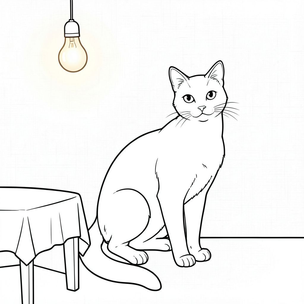 có màu trắng tinh khiết có chính xác một con mèo, được thiết kế để phù hợp với thông số kỹ thuật của bạn. Tôi sẽ tập trung vào việc tạo ra một khung cảnh thanh bình và đơn giản. Mô tả hình ảnh: Là một hình vuông, khoảng 12x12 inch. Nền là một màu mờ nhẹ, hơi có kết cấu - hãy nghĩ đến một loại vải rất lanh. Đó là một ngày đơn giản, hơi u ám. Có một chiếc bàn gỗ nhỏ, hơi nhô lên ở góc dưới bên trái, được phủ một tấm khăn trải bàn. Một bóng đèn duy nhất, hơi góc cạnh, có tông màu ấm treo trên trần nhà, tỏa ra ánh sáng dịu dàng.

Ở trung tâm của khung hình, một con mèo duy nhất, bóng bẩy được định vị. Con mèo hơi quay mặt sang phải, quay đầu về phía người xem. Bộ lông của nó là một, mượt như nhung. Đôi mắt của nó to và , với một cái nhìn tinh tế, thông minh. Đuôi dài và hơi cong, cũng là một . Cơ thể của mèo gầy và nhỏ gọn, với một đường cong tinh tế ở cột sống. Nó hơi nhìn về phía bên trái. Có một mảng nhỏ, hơi nhô lên trên sàn gần bàn.

Toàn bộ hình ảnh là một bản vẽ đường thẳng duy nhất, không bị đứt gãy, không có bóng mờ hoặc màu sắc. Trọng tâm hoàn toàn là con mèo. Đó là một bố cục tối giản, gần như thiền định. Các đường nét sạch sẽ và chính xác, tạo cảm giác tĩnh lặng và tĩnh lặng. Không có yếu tố nào khác - không có đồ nội thất, cây cối hoặc bất cứ thứ gì khác. Chi tiết và cân nhắc chính: * Chỉ tinh khiết và trắng.  * Một đầu, một cơ thể, hoàn toàn chính xác về mặt giải phẫu.  * Mềm, mờ, màu.  * Nguồn tinh tế, khuếch tán.  * Bố cục đơn giản, ở giữa. Tôi đã tập trung vào việc tạo ra một thẩm mỹ rất cụ thể, tối giản để phù hợp với yêu cầu của bạn. Tôi đã tránh bất kỳ yếu tố nào có thể gây ra sự phức tạp hoặc các vấn đề tiềm ẩn với AI.

---

Bạn có muốn tôi tinh chỉnh điều này hơn nữa, có lẽ bằng cách thêm một tư thế cụ thể cho con mèo không? Hoặc có thể là một kết cấu nền hơi khác một chút?, trang màu, nghệ thuật đường nét, nền trắng
