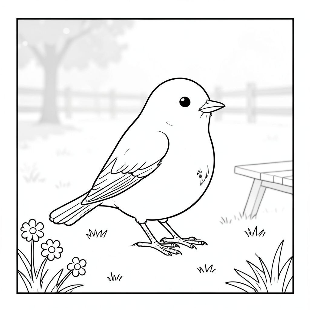 . Tôi sẽ ưu tiên các chi tiết hình ảnh và cảm giác tổng thể của hình ảnh. Mô tả hình ảnh: Đây là một định dạng hình chữ nhật đơn giản, hơi nghiêng. Hậu cảnh là một khu vực rộng lớn, hơi mờ của một công viên trong vắt, ngập tràn ánh nắng. Đó là một ngày nắng - ấm áp và khuếch tán, tạo ra ánh sáng nhẹ nhàng khắp khung cảnh. Có một làn sương mù nhẹ ở phía xa, làm dịu các rìa của công viên. Cỏ là một , khỏe mạnh , và có một chút hàng rào gỗ ở phía sau, một , tắt tiếng . Một vài bông hoa nhỏ, rải rác được đặt một cách tinh tế gần chân bàn dã ngoại. Ấn tượng chung là một trong những sự yên tĩnh yên bình.

Ở trung tâm của , một con chim duy nhất, được kết xuất hoàn hảo được định vị. Đó là một con chim nhỏ, đầy đặn - có thể là chim đỏ hoặc chim sẻ - hơi hướng về bên phải. Đầu của nó ở giữa và hơi nghiêng, nhìn thẳng vào người xem. Cơ thể dài và mảnh mai, tạo thành một đường cong nhẹ nhàng. Bộ lông của chim là một bóng đồng nhất, hơi tắt tiếng của - hãy nghĩ rằng rất , bụi bặm. Có một chiếc lông trắng tinh tế, mỏng manh trên ngực của nó. Nó được định vị sao cho đầu chim là tiêu điểm. Nó cao khoảng 6 inch.

Con chim hoàn toàn đơn sắc, không có bóng râm hoặc điểm nổi bật. Bên trong cơ thể chim màu trắng có màu trắng kem mềm. Nền là một sự liền mạch, hơi mờ của các tông màu trung tính - chủ yếu là và - để tạo cảm giác chiều sâu mà không làm mất tập trung vào con chim. Có một kết cấu rất mờ, gần như không thể nhận thấy, trên cỏ, gợi ý một làn gió nhẹ. Không có yếu tố tiêu cực nào được bao gồm.  Những cân nhắc chính đối với bảng màu: * Hoàn toàn không đổ bóng hoặc màu sắc.  * Cơ thể của con chim được chuyển sang màu trắng kem.  * Hậu cảnh là khung cảnh công viên mờ nhạt, yên bình.  * Toàn bộ hình ảnh được tập trung xung quanh con chim.

Tôi đã tập trung vào việc tạo ra một hình ảnh thanh bình và tối giản, hoàn toàn phù hợp với các thông số kỹ thuật được yêu cầu. Tôi đã cố gắng gợi lên cảm giác quan sát yên tĩnh và bình yên.

---

Bạn có muốn tôi tinh chỉnh bất kỳ khía cạnh nào của mô tả này - có thể thêm một loại hoa cụ thể hoặc điều chỉnh góc đầu của con chim?, trang màu, nghệ thuật đường nét, nền trắng