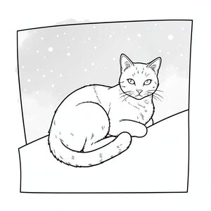 . Tôi sẽ ưu tiên động vật và môi trường để tạo ra hiệu ứng êm dịu. Mô tả: Là một hình chữ nhật lớn, hơi nghiêng. Nền là một nền mềm mại, im lặng, - hãy nghĩ đến một bầu trời rất, bị rửa trôi. Đó là một gradient đơn giản, hơi mờ, giống như một bản rửa màu nước, không phải là một hình ảnh chi tiết. Có một mô hình rất tinh tế, gần như không thể nhận thấy, của những chấm trắng nhỏ nằm rải rác trên , giống như những đám mây xa xôi. Hậu cảnh không phải là một phong cảnh bận rộn, chỉ là một làn nước nhẹ nhàng, êm dịu.

Ở trung tâm của, một con mèo mướp duy nhất, bóng bẩy, được định vị. Nó cuộn tròn thoải mái, gần như nép mình trong một phần hơi nhô lên, hơi góc cạnh của nền. Con mèo hơi quay mặt sang phải, quay đầu về phía người xem. Bộ lông của nó hơi có kết cấu, lông ngắn , với những điểm nổi bật tinh tế mang lại cho nó vẻ ngoài mềm mại, gần như mượt như nhung. Nó có một biểu hiện nhỏ, nhẹ nhàng - một chút mãn nguyện. Đuôi mèo dài và hơi cong, hướng lên trên.

Cơ thể của mèo được sắp xếp hợp lý và thanh lịch, nhấn mạnh hình dáng của nó. Đó là một hình bóng đơn giản, thanh lịch, không chi tiết. Con mèo được định vị sao cho nó là tiêu điểm của tệp .

Toàn bộ là một tinh khiết, không trang trí và trắng. Không có gradient, đổ bóng hoặc tô màu. Nội thất màu trắng của nền là một rất, gần như mờ, tạo cảm giác rộng rãi. Con mèo được đặt sao cho phần bên trong màu trắng của nền có thể nhìn thấy một chút, tạo ra sự tương phản nhẹ nhàng. Các yếu tố chính được nhấn mạnh: * Trọng tâm hoàn toàn là con mèo.  * Nền là tối thiểu - mềm mại, tắt tiếng.  * Hoàn toàn không đổ bóng, màu sắc hoặc độ dốc.  * Nền nhẹ nhàng và tư thế của mèo được thiết kế để gợi lên cảm giác yên bình và tĩnh lặng.

---

Tôi đã tập trung vào việc tạo ấn tượng thị giác về sự thanh thản và tĩnh lặng, phản ánh yêu cầu về một khung cảnh yên bình. Hãy cho tôi biết nếu bạn muốn tôi tinh chỉnh bất kỳ khía cạnh nào của mô tả này hoặc thêm chi tiết!, trang màu, nghệ thuật đường nét, nền trắng